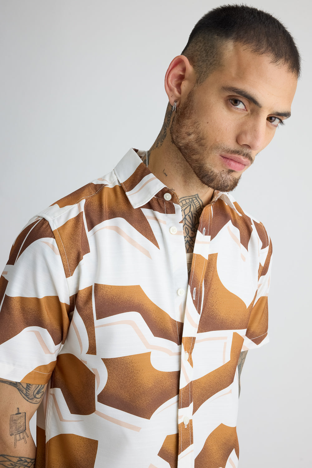 Men's Brown Printed Shirt