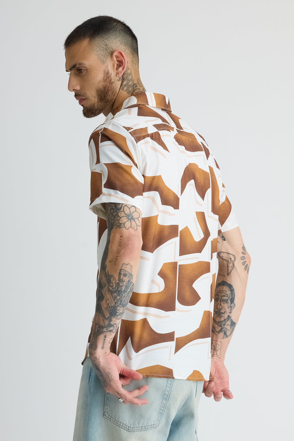 Men's Brown Printed Shirt