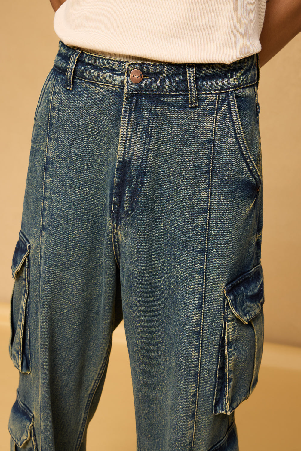 Astral Blue Men's Baggy Straight Cargo Jeans