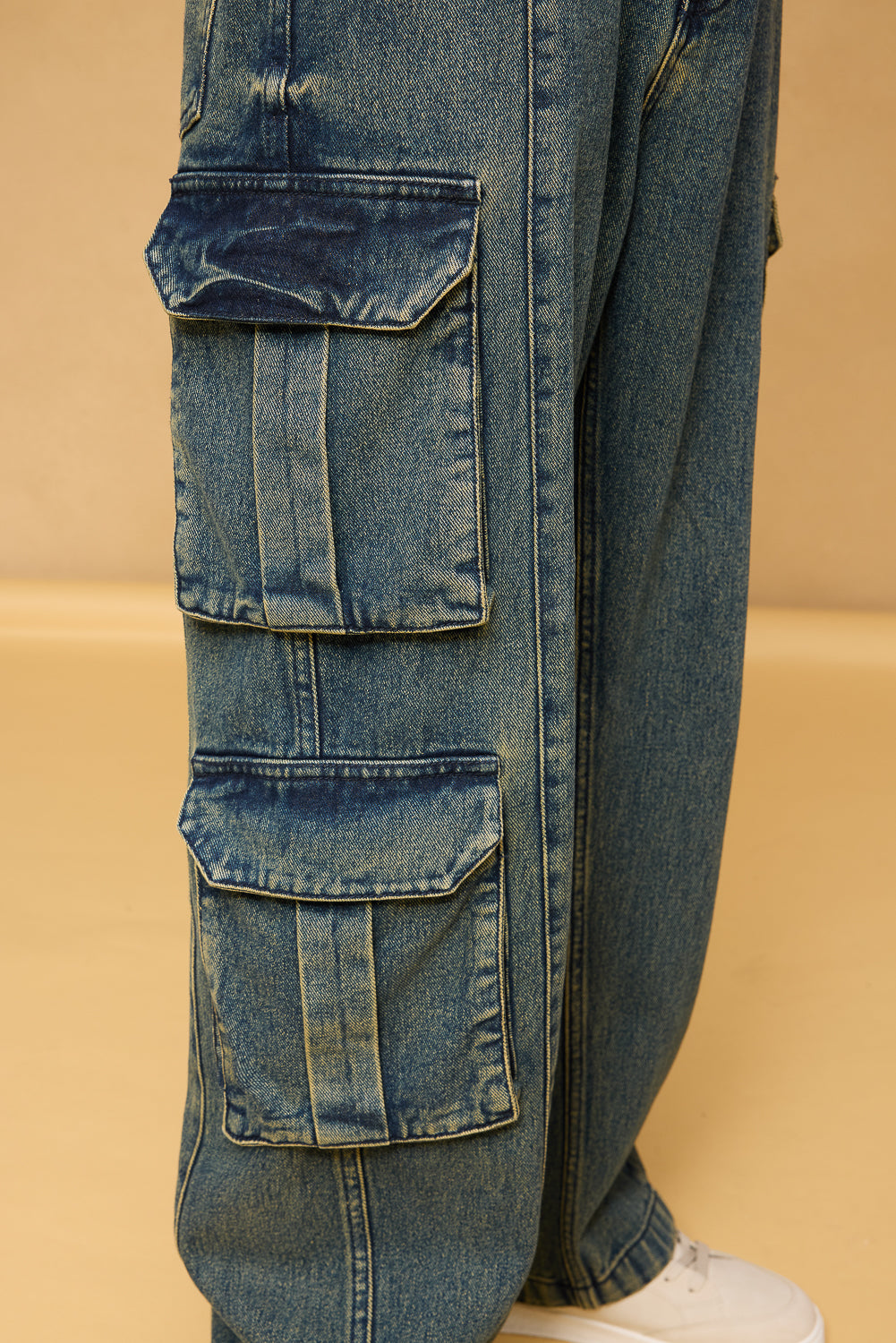 Astral Blue Men's Baggy Straight Cargo Jeans