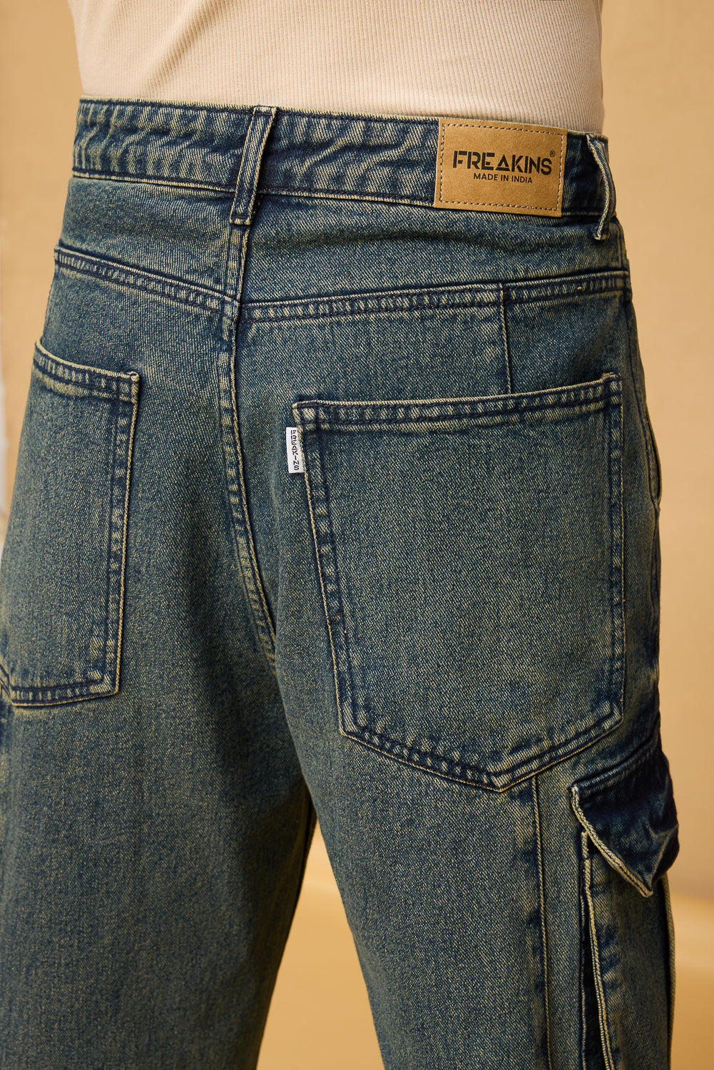 Astral Blue Men's Baggy Straight Cargo Jeans