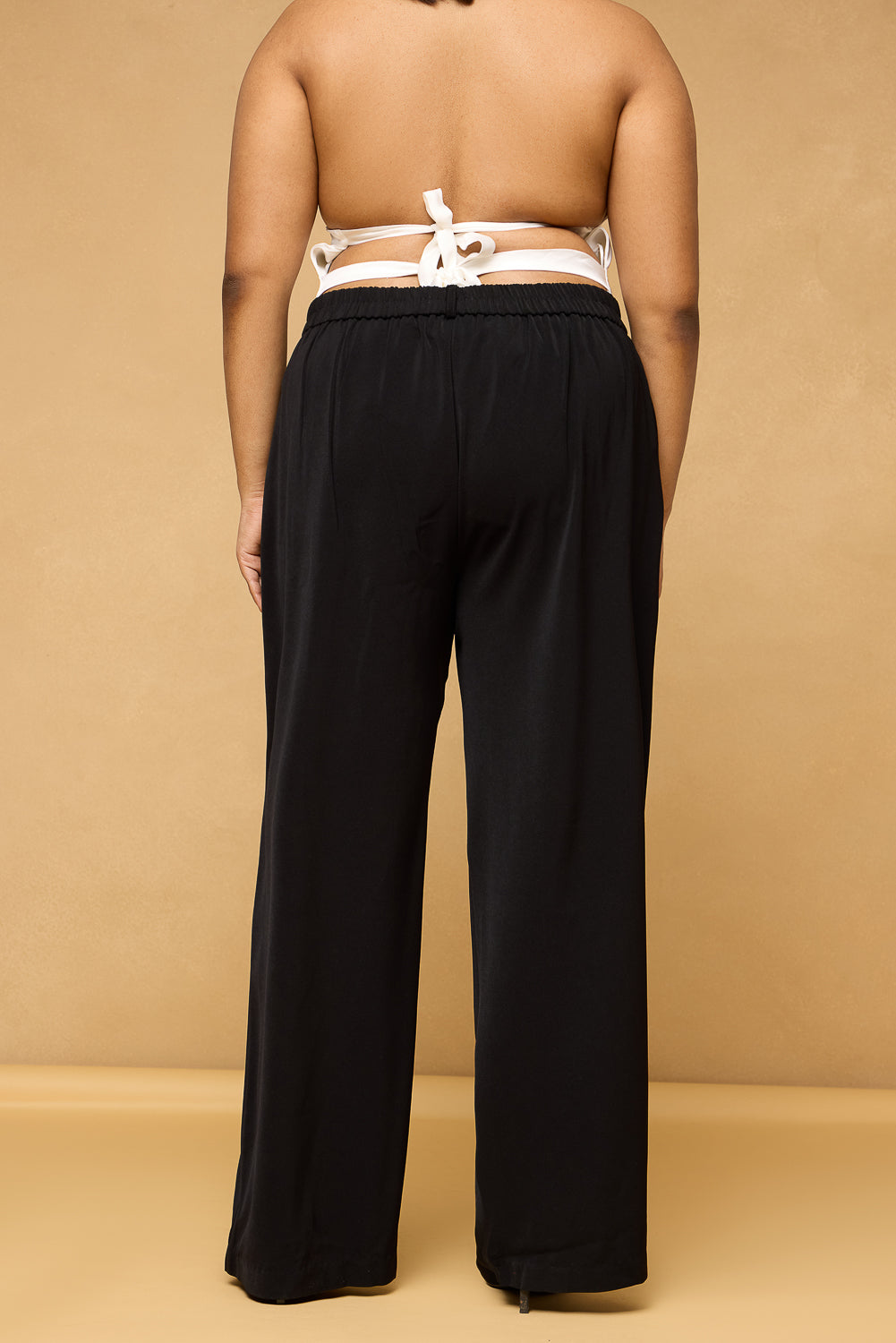 Curve Black Pleated Straight Korean Pants