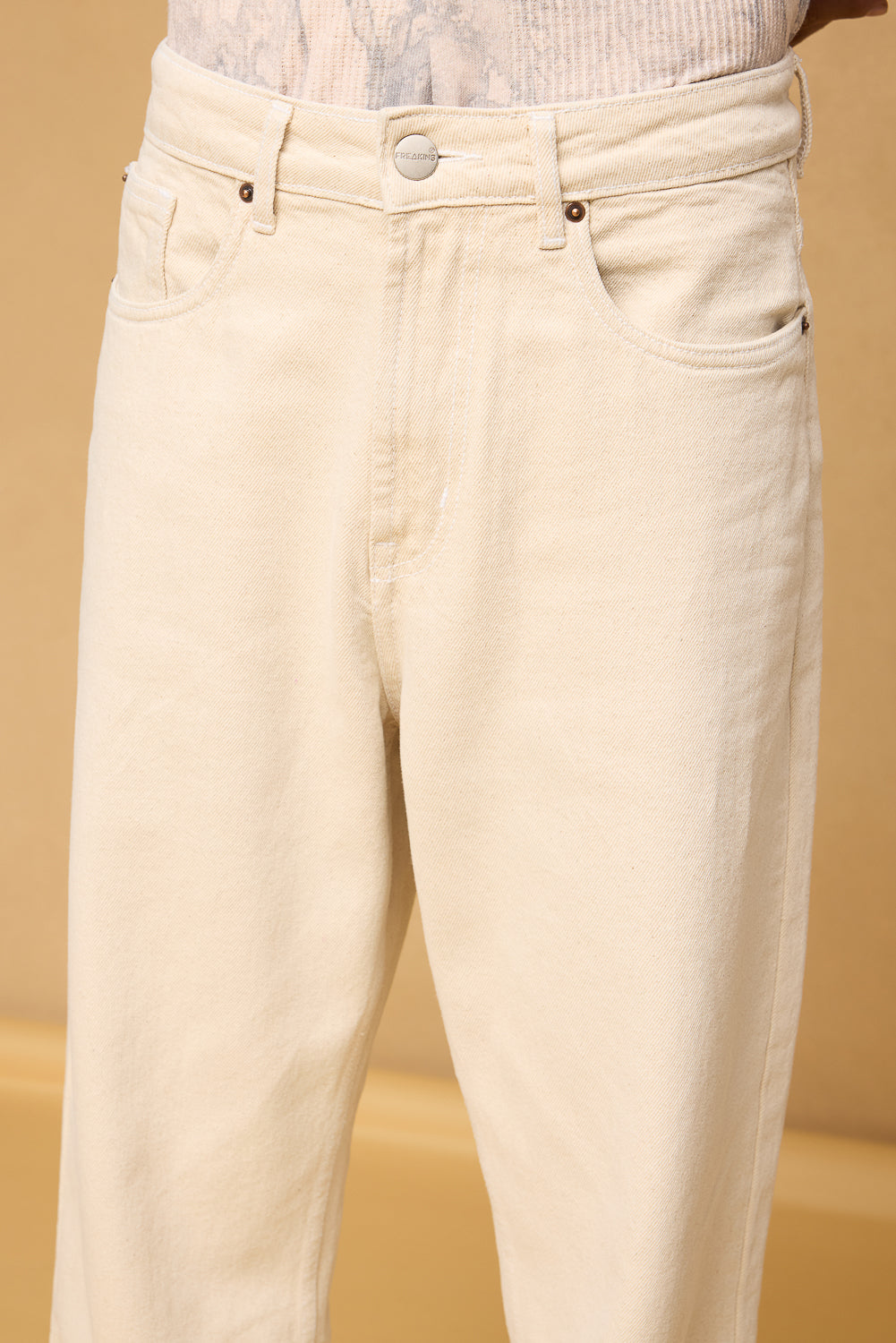 Tan Ecru Men's Baggy Straight Jeans