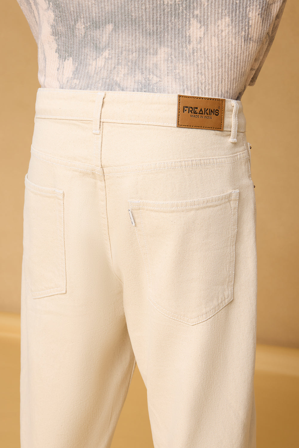 Tan Ecru Men's Baggy Straight Jeans