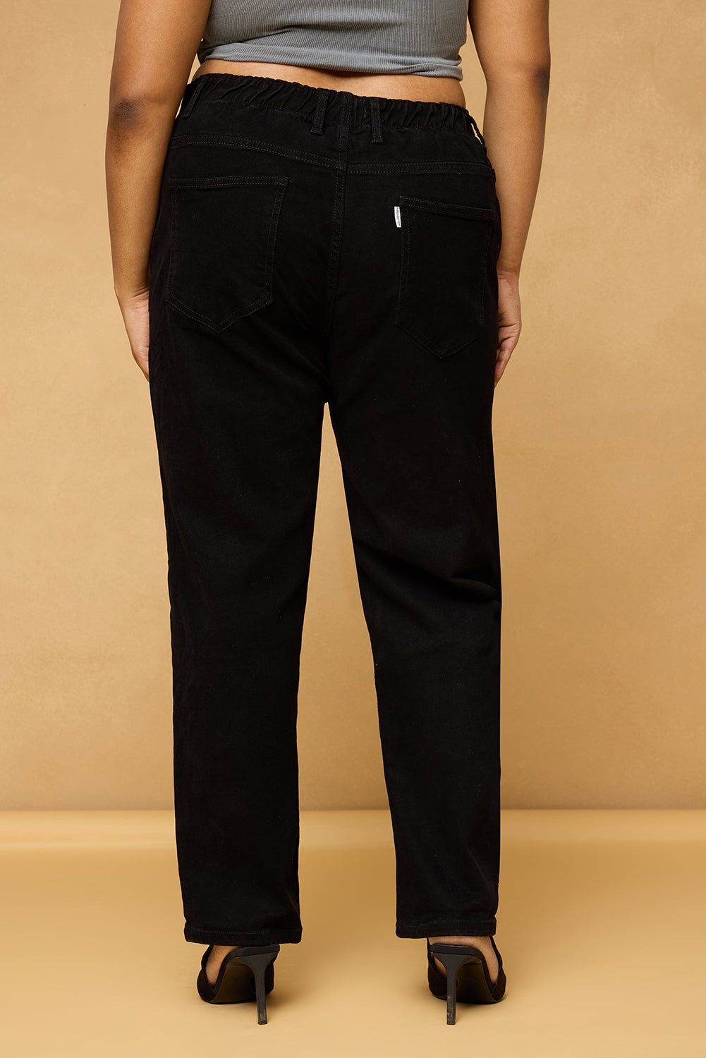 Curve Sleek Black Mom Fit Jeans