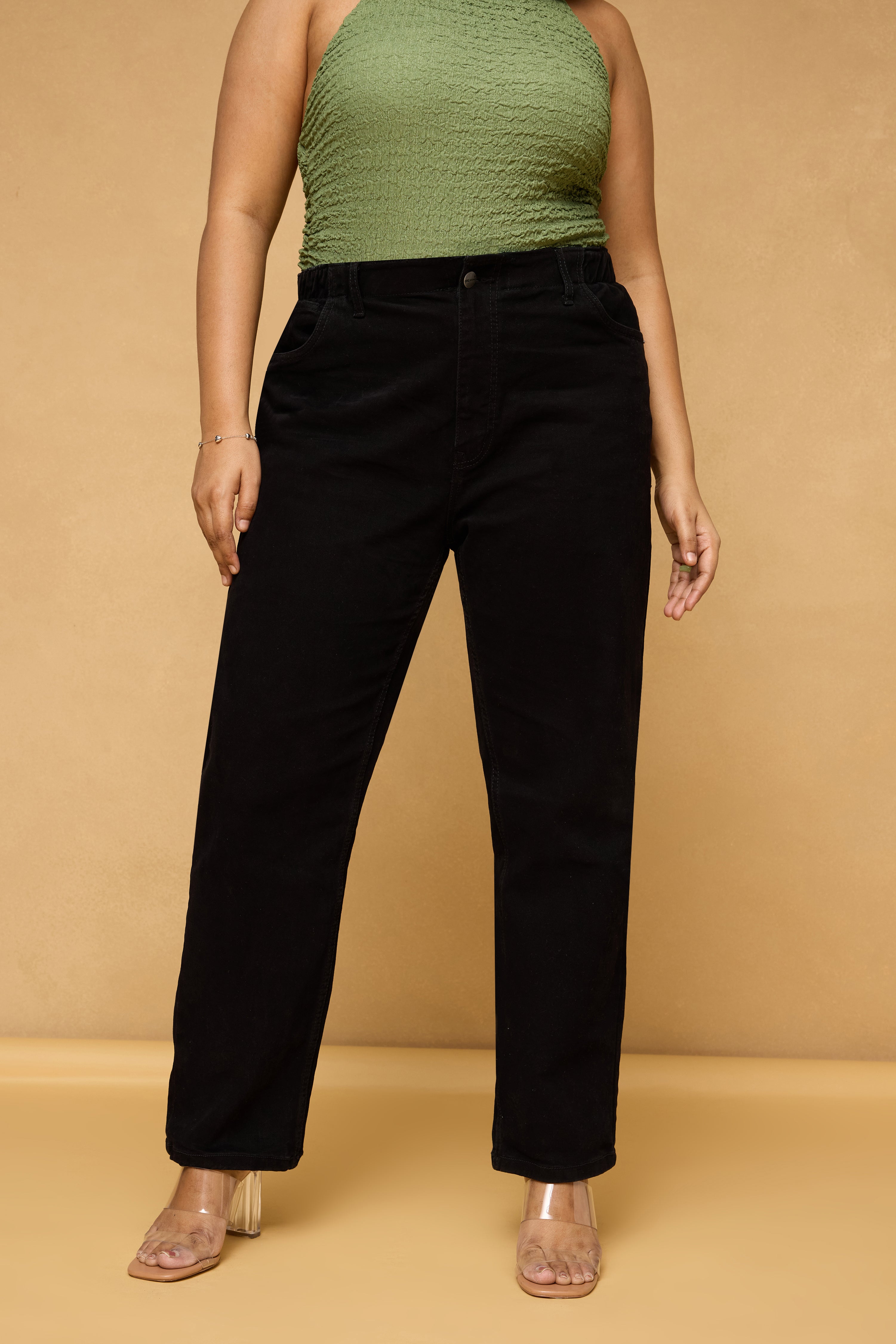 Curve Bean Black Mom Jeans