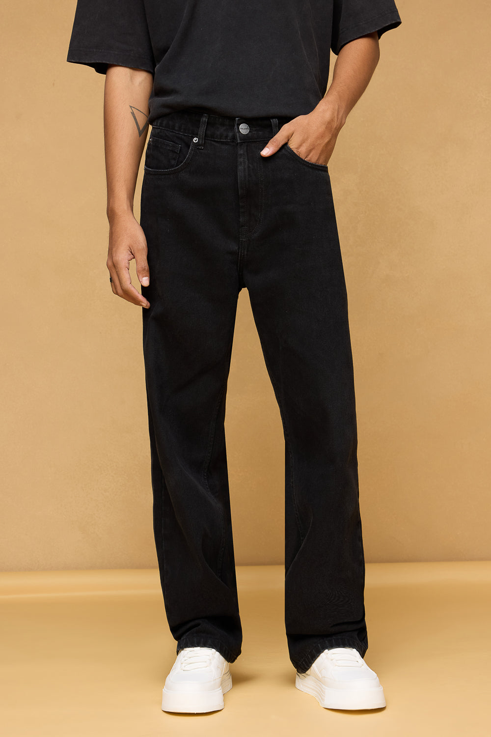 Gunmetal Black Men's Baggy Straight Jeans