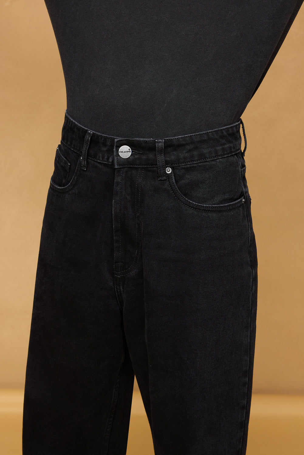 Gunmetal Black Men's Baggy Straight Jeans