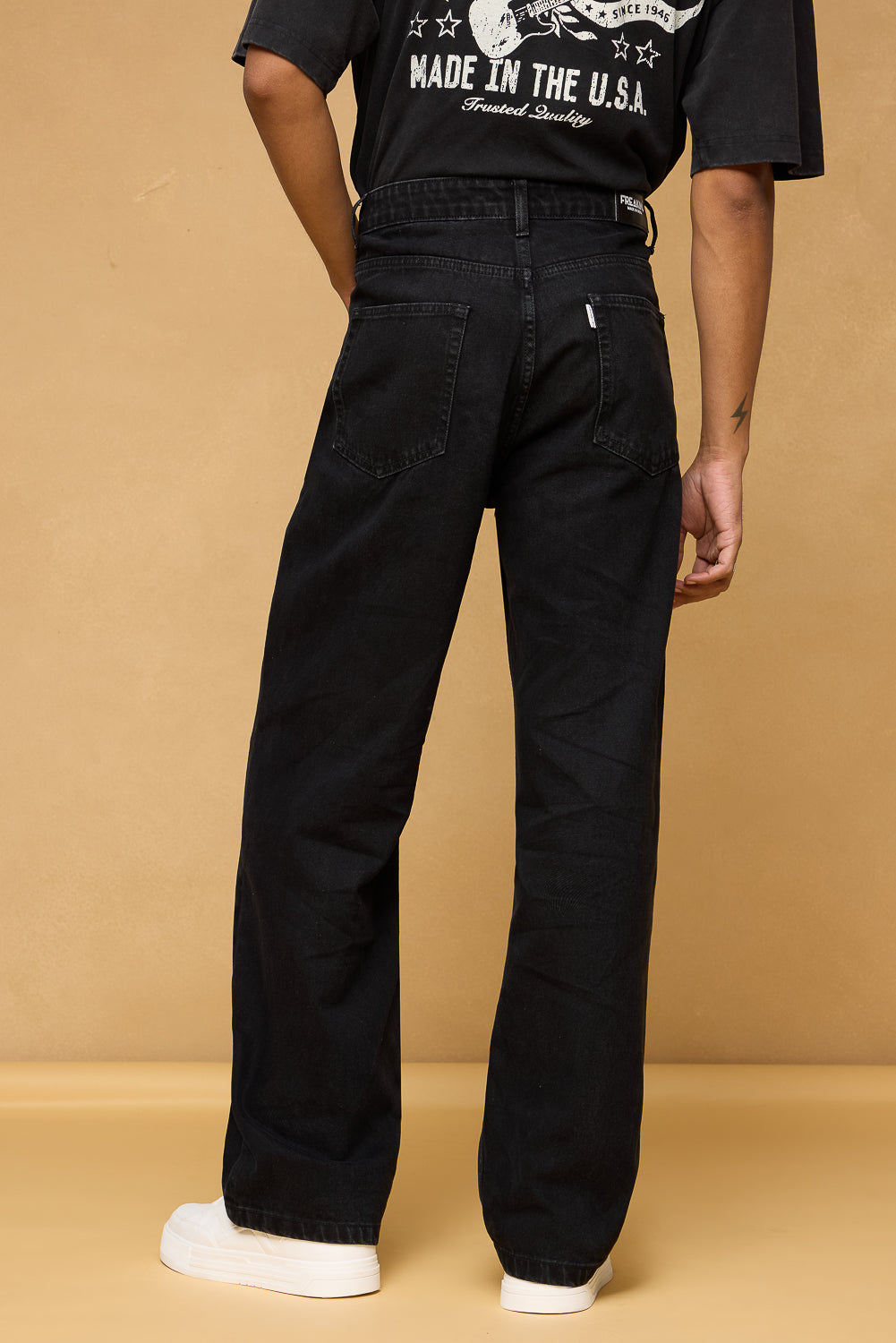 Gunmetal Black Men's Baggy Straight Jeans