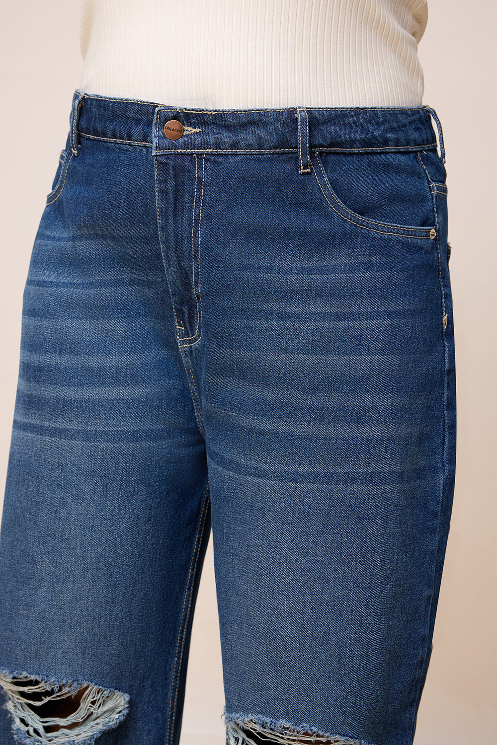 Curve Blue Clean-Cut Wide Jeans