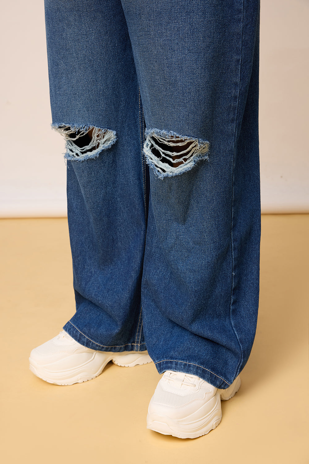Curve Blue Clean-Cut Wide Jeans