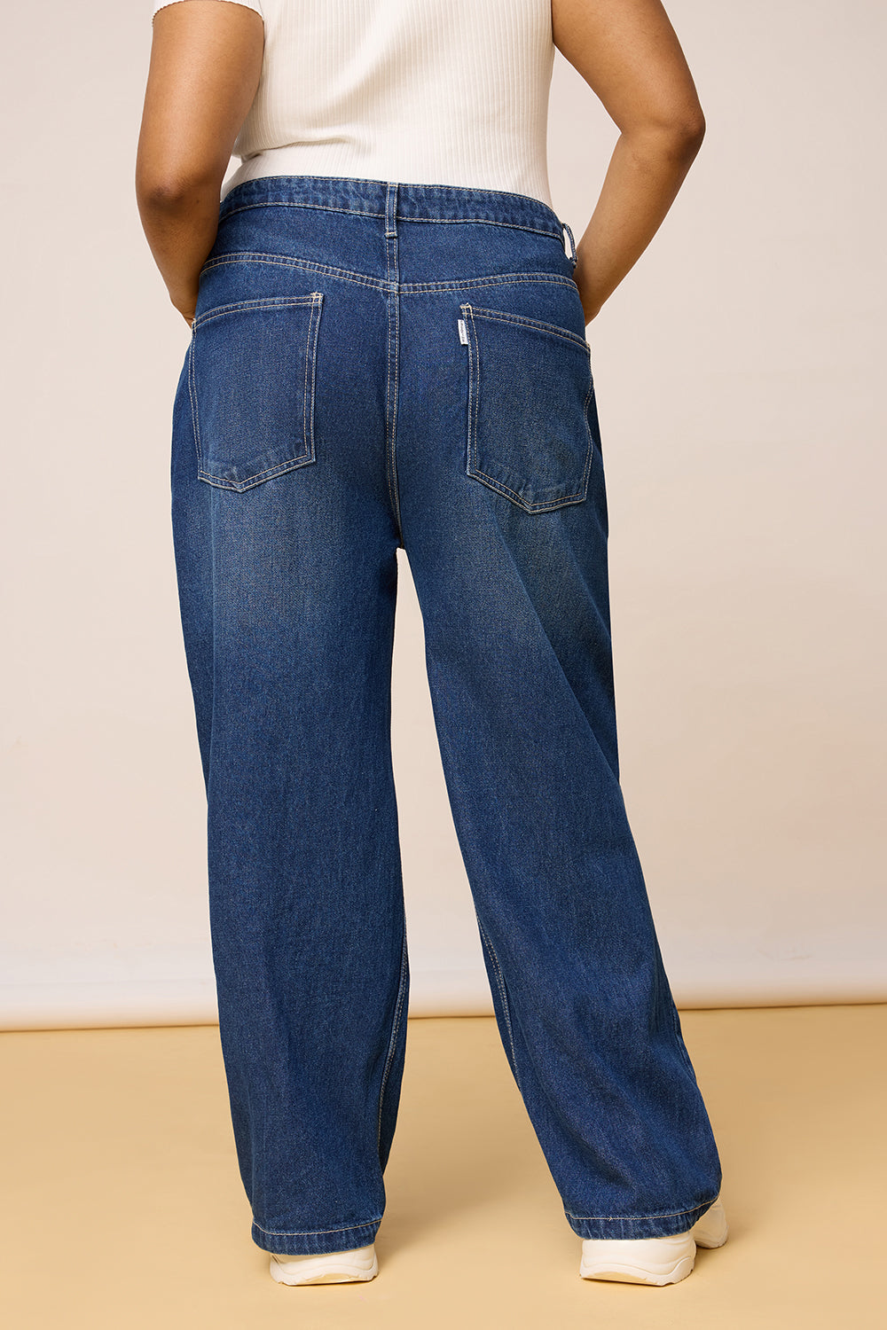 Curve Blue Clean-Cut Wide Jeans