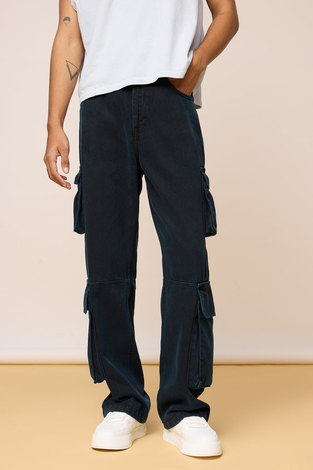 Ultra Marine Men's Baggy Straight Cargo Jeans