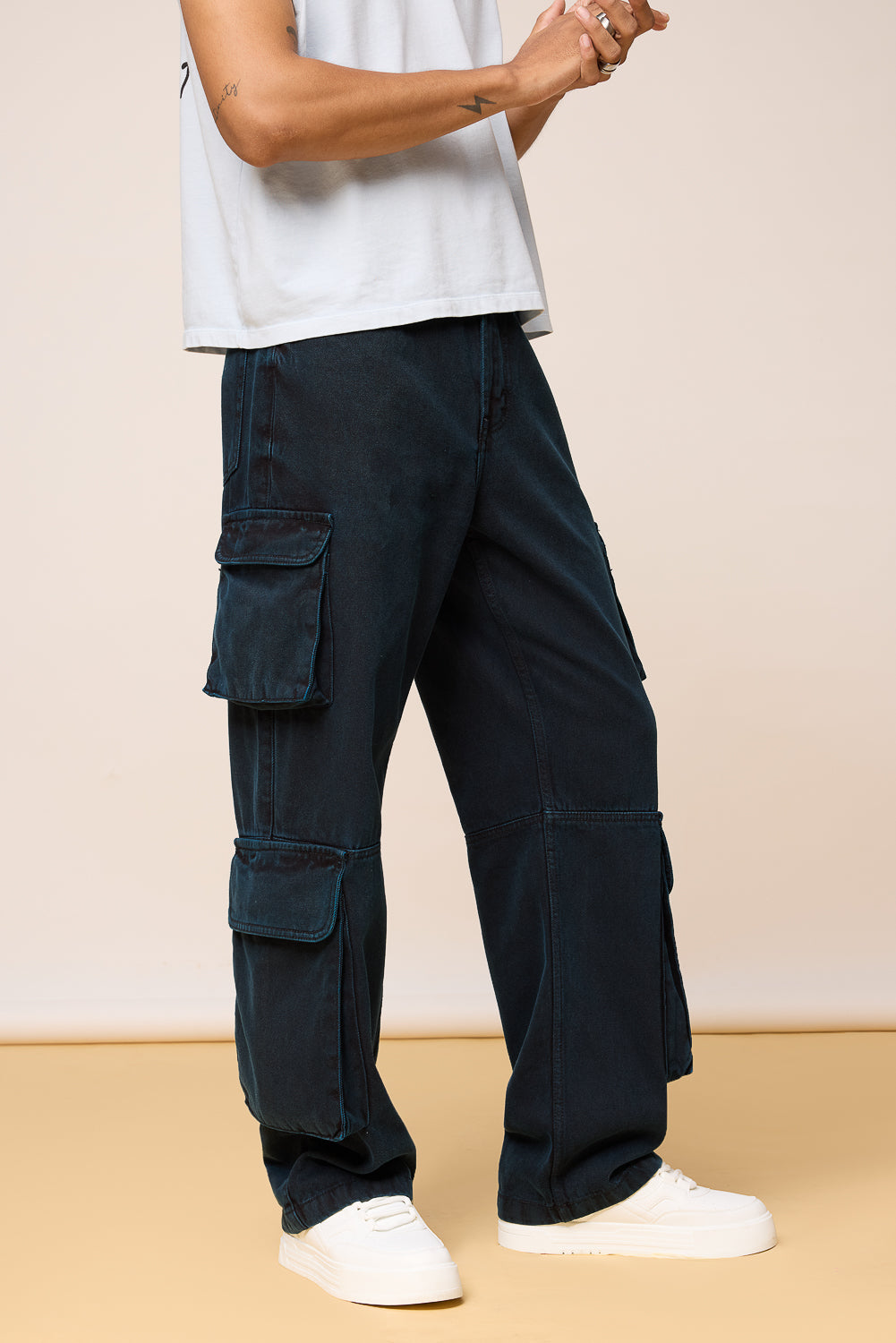 Ultra Marine Men's Baggy Straight Cargo Jeans