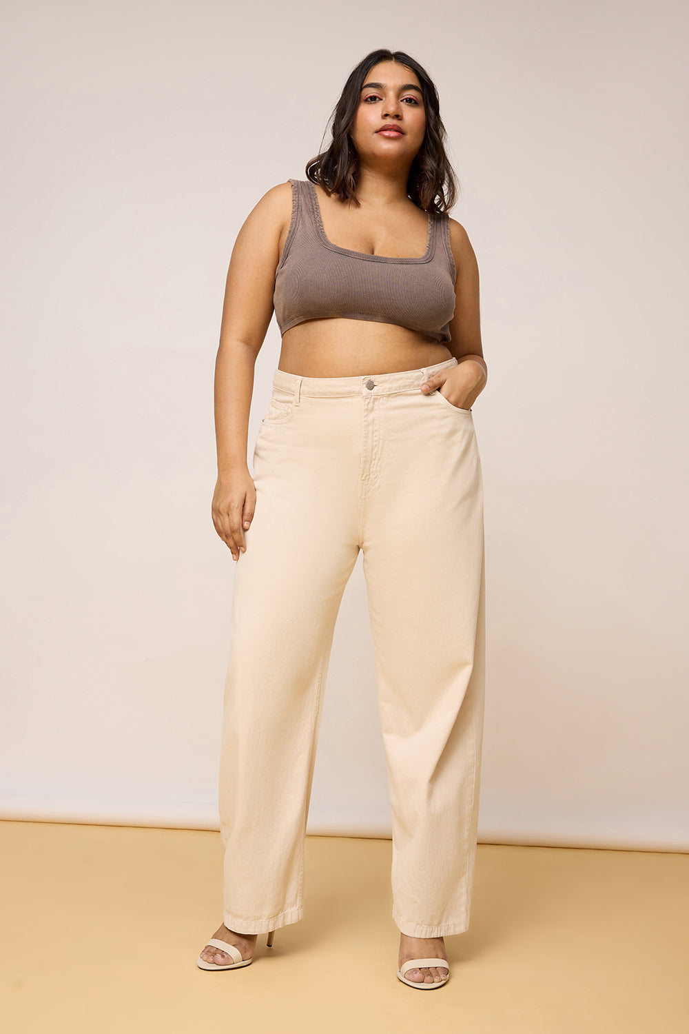 Curve Classic Cream Straight Jeans