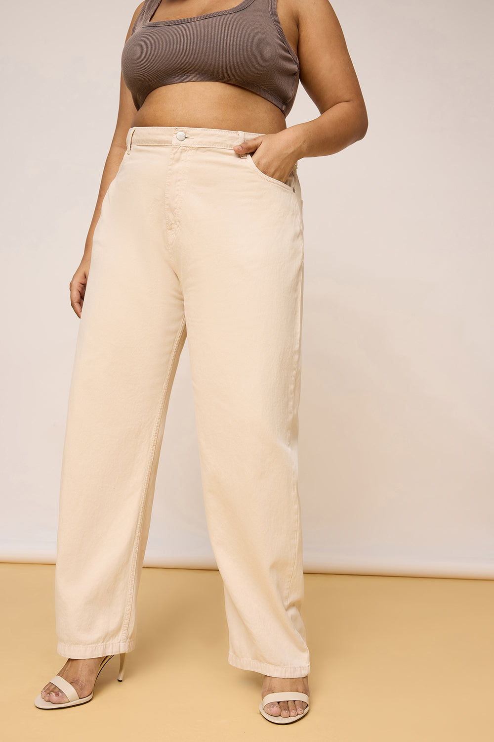 Curve Classic Cream Straight Jeans