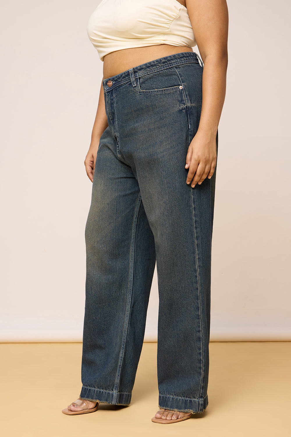 Curve Weathered Cobalt Straight Leg Jeans