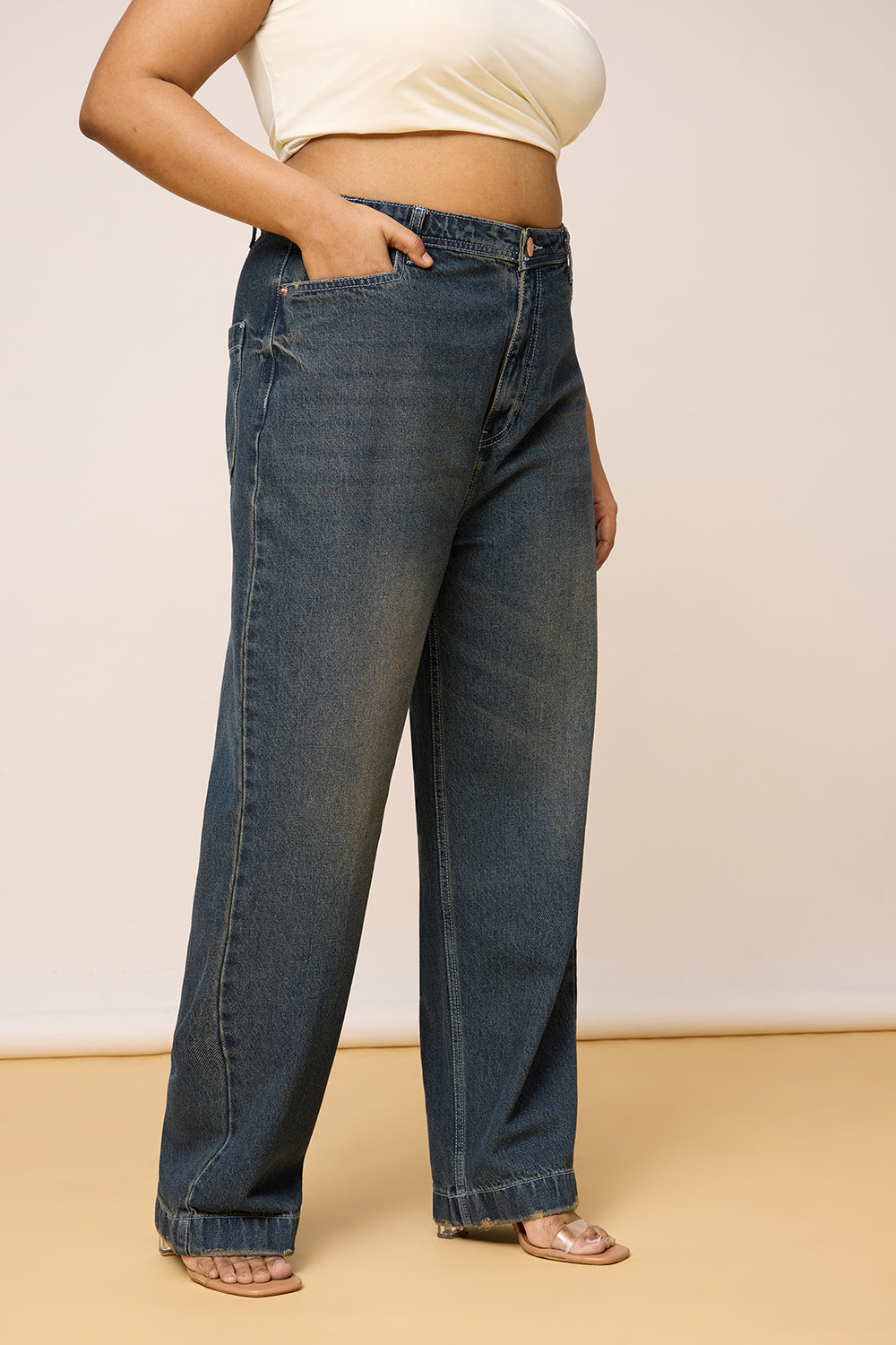 Curve Weathered Cobalt Straight Leg Jeans