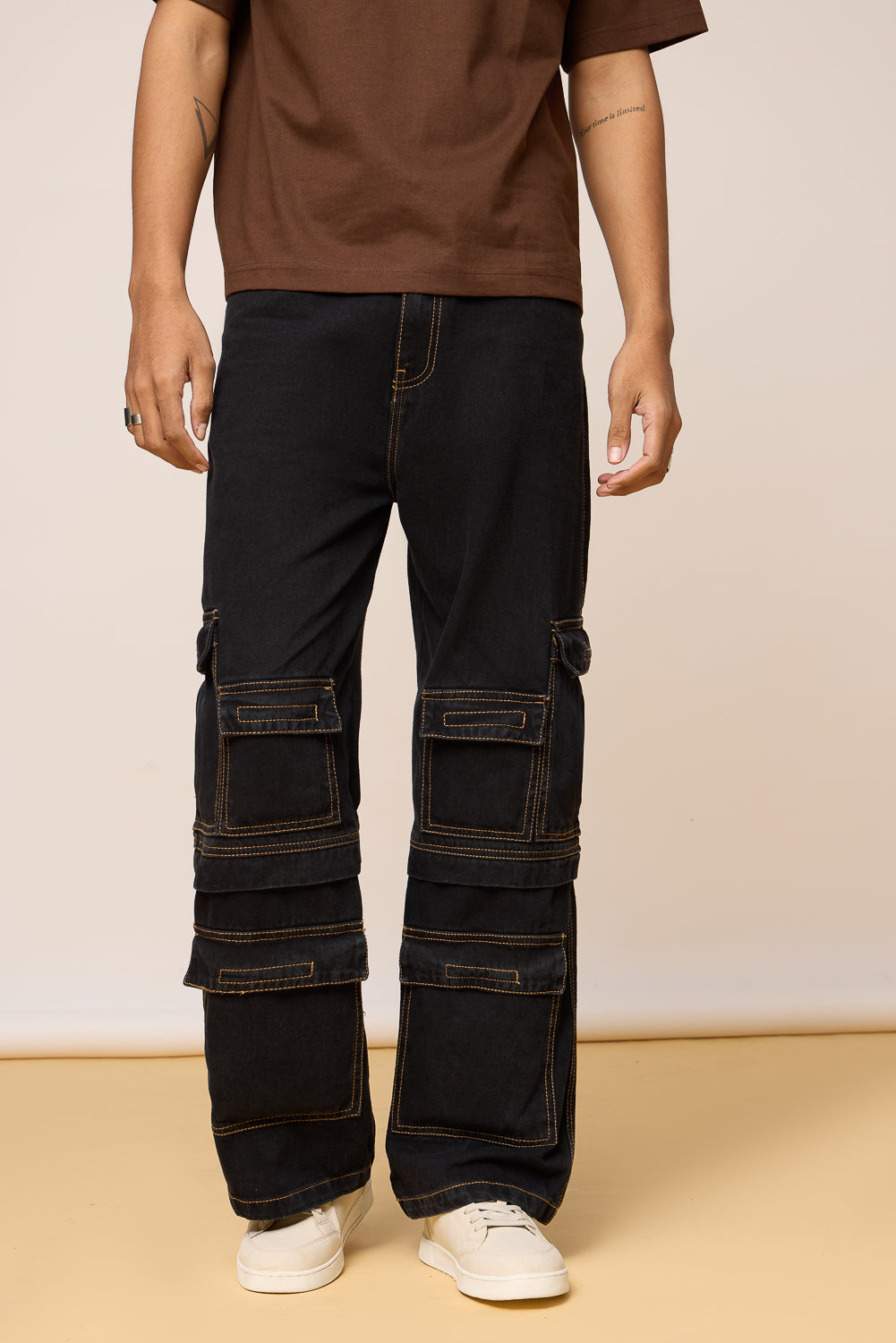 Stealth Mode Men's Baggy Straight Cargo Jeans