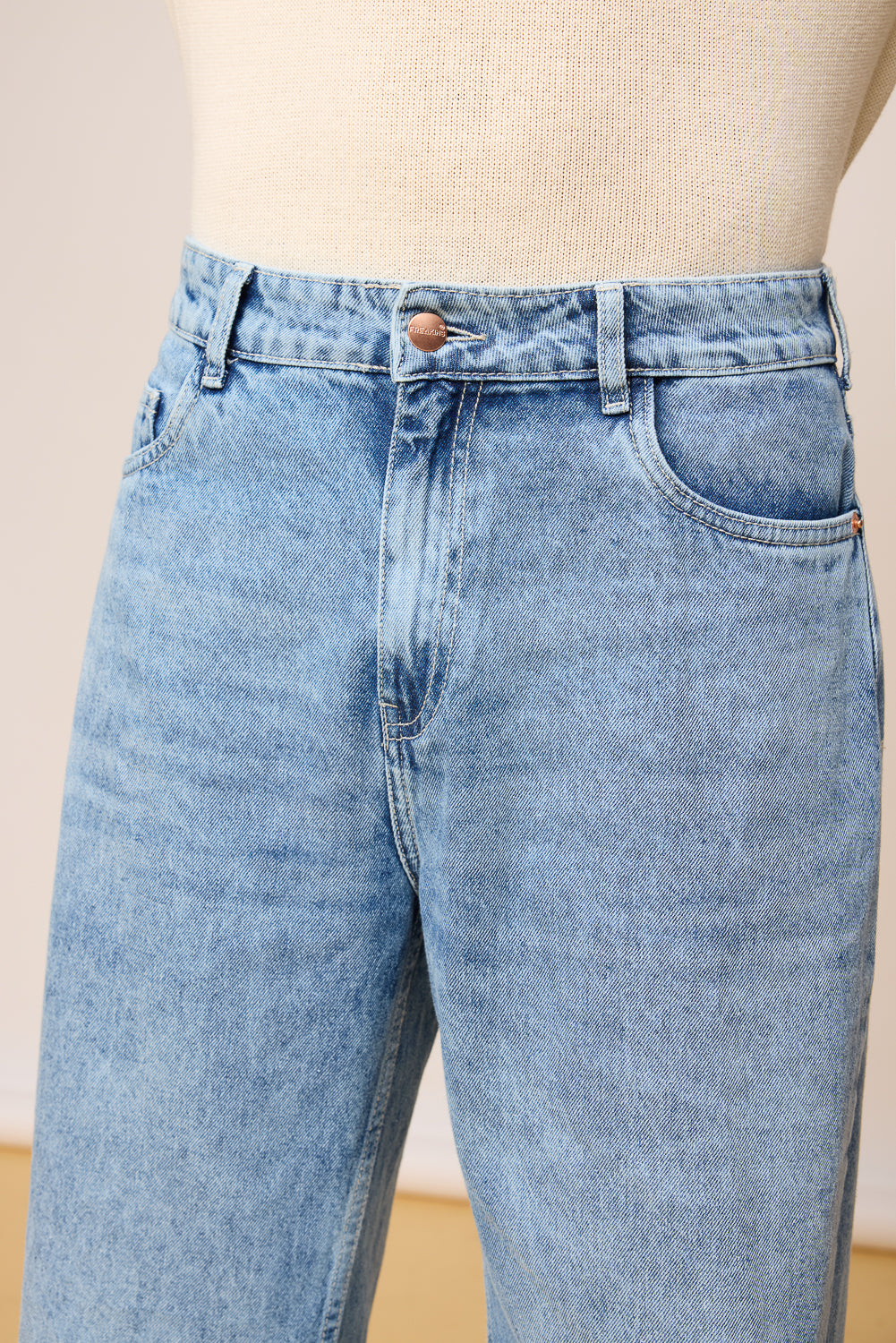 Classic Blue Distressed Men's Wide Leg Jeans
