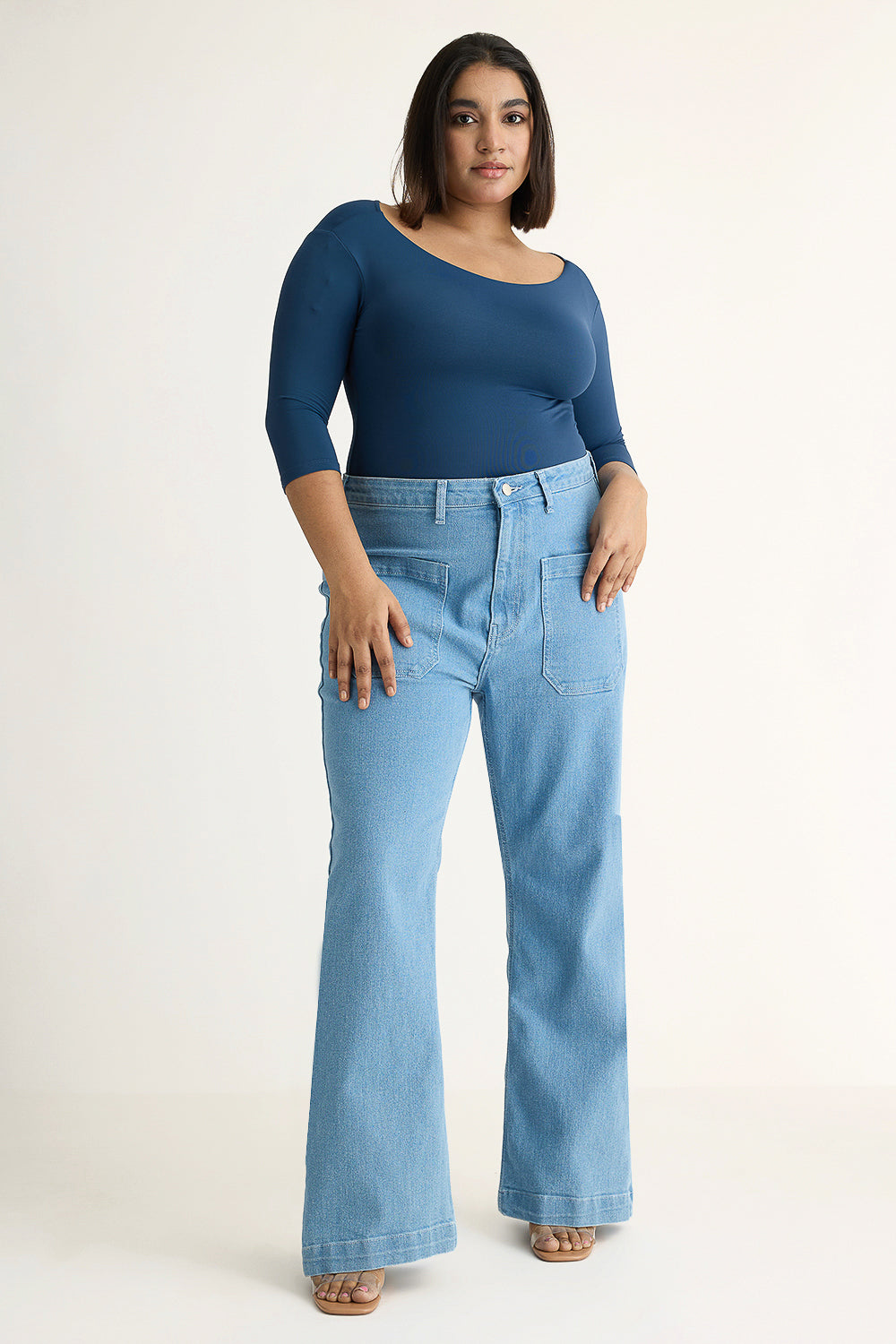 Curve Siren Bleu Front Pocket Bootcut Jeans