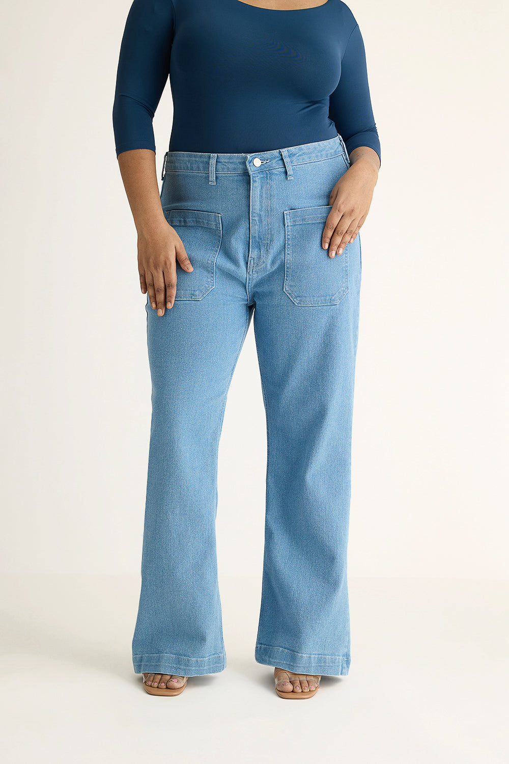 Curve Siren Bleu Front Pocket Bootcut Jeans