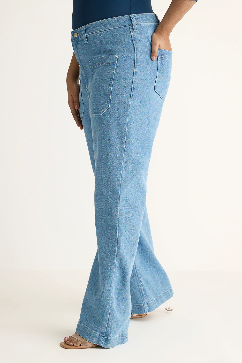 Curve Siren Bleu Front Pocket Bootcut Jeans
