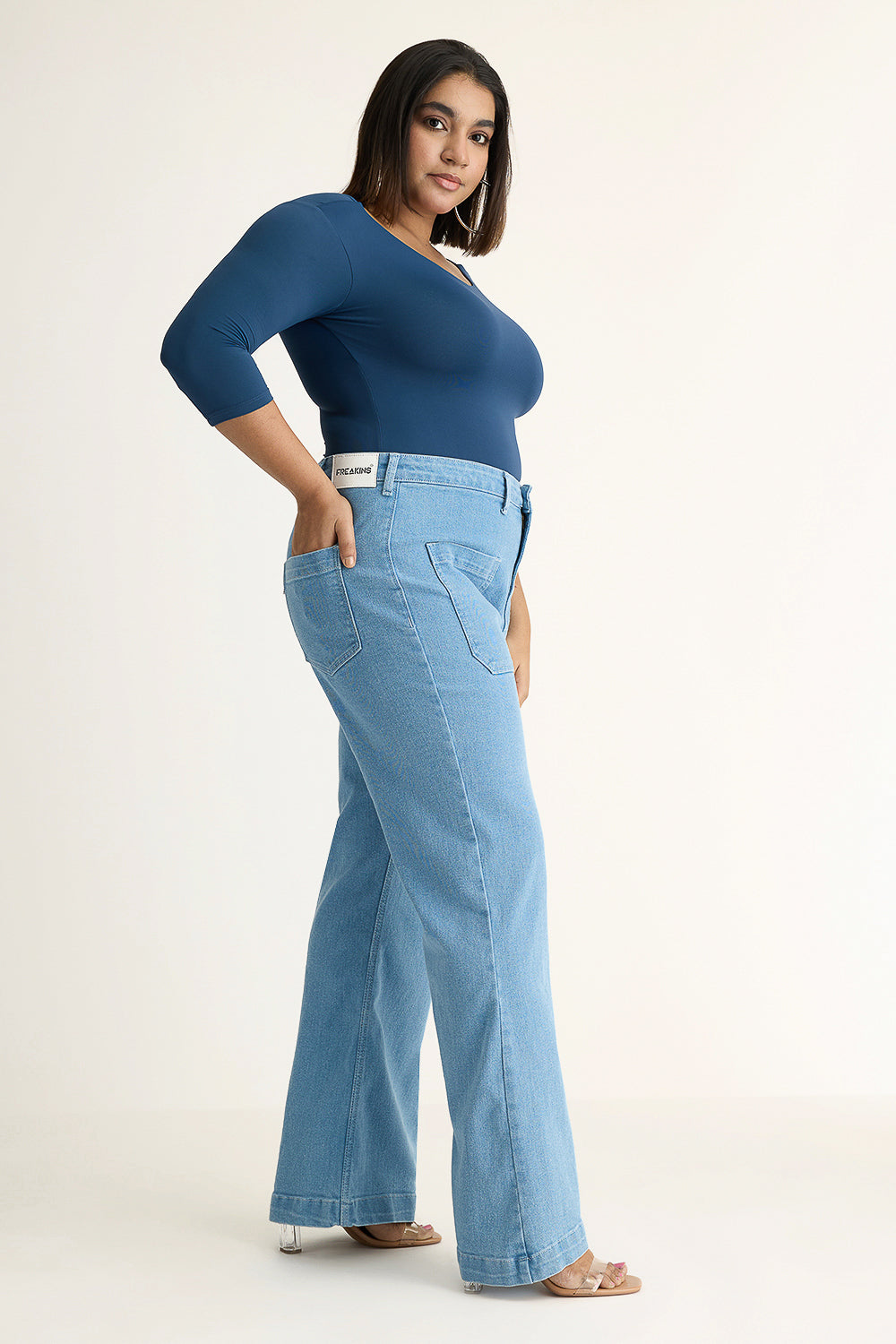 Curve Siren Bleu Front Pocket Bootcut Jeans