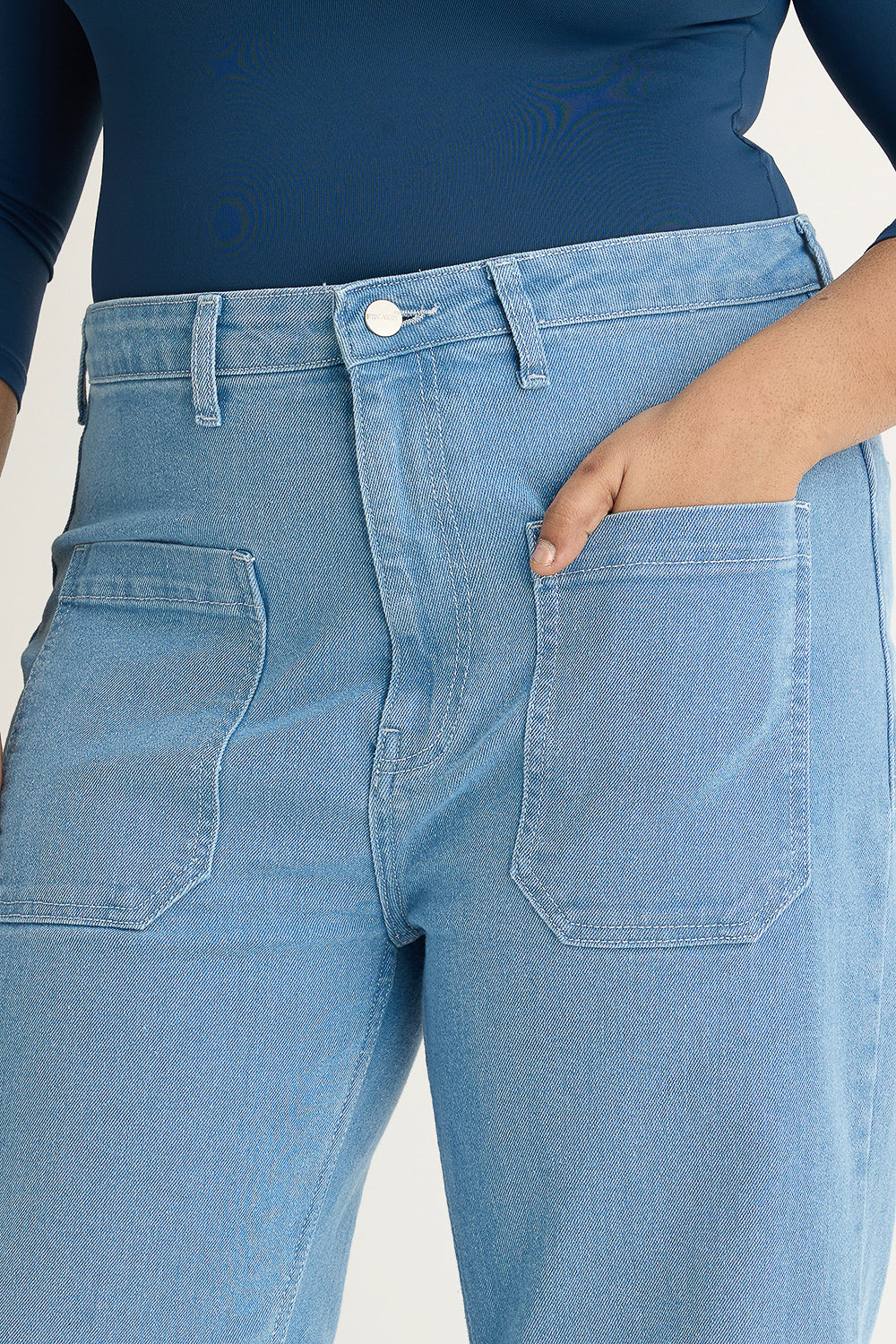 Curve Siren Bleu Front Pocket Bootcut Jeans