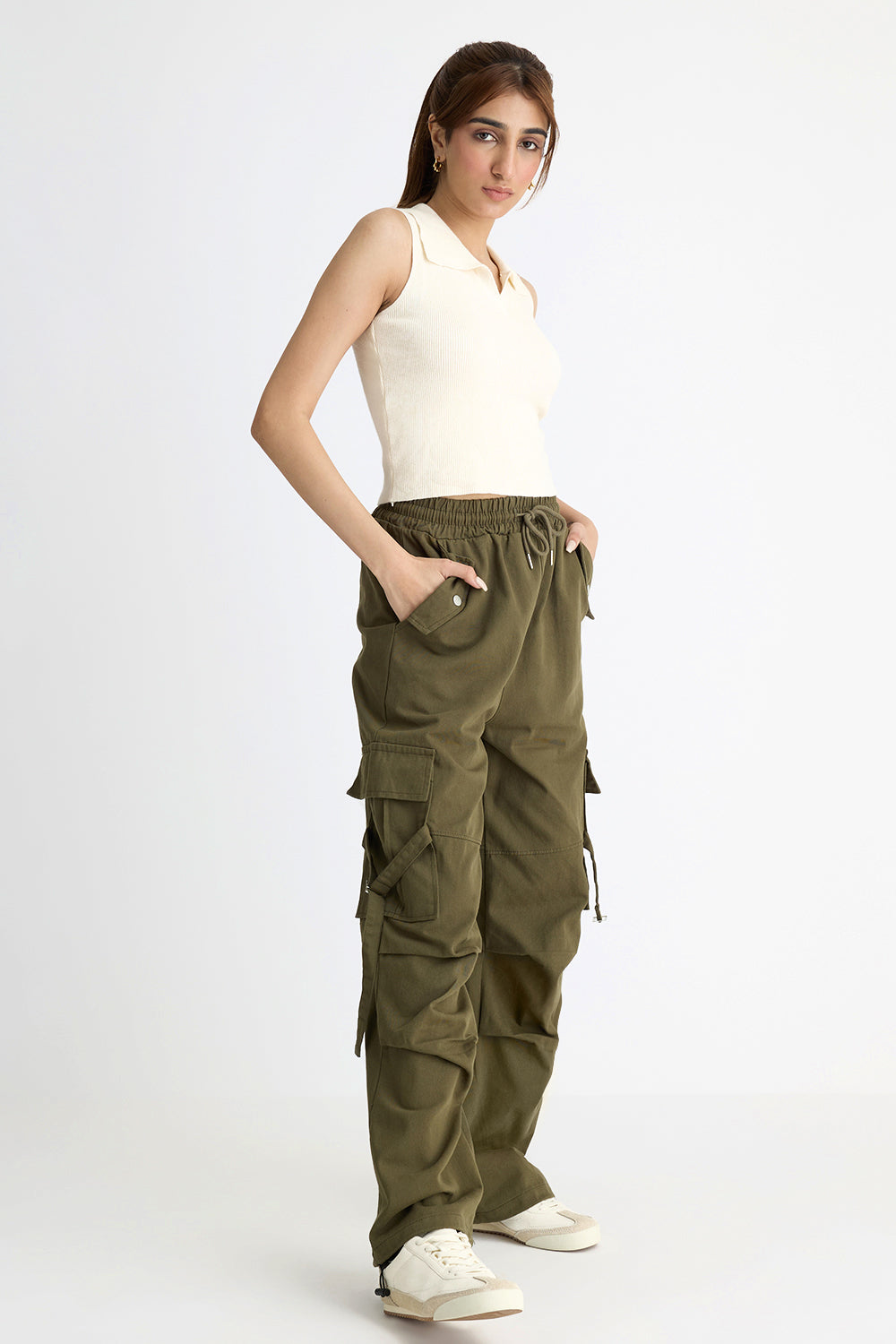 Collared Ribbed Crop Top