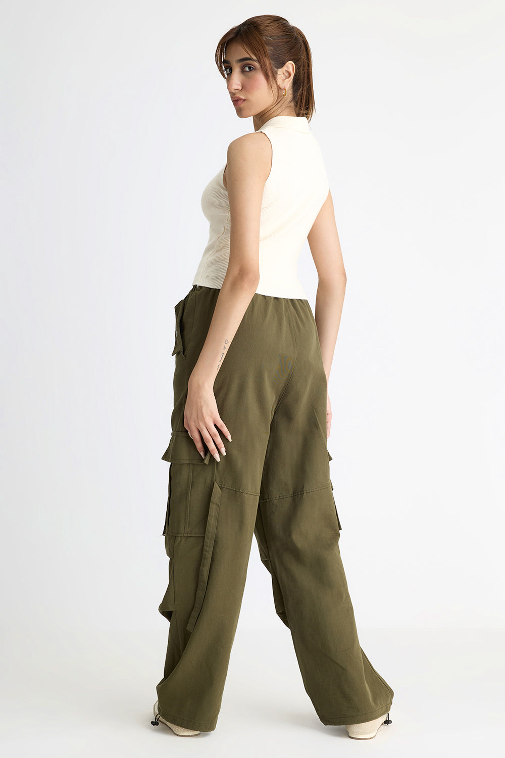 Collared Ribbed Crop Top