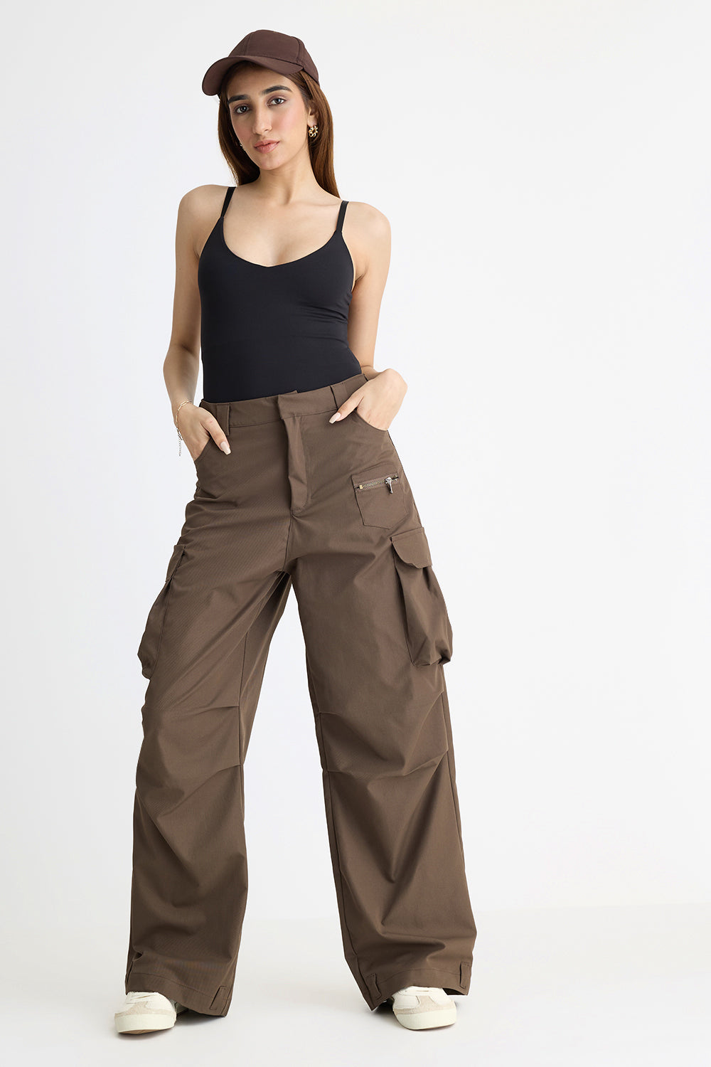Brown Parachute Women's Straight Cargos Pants