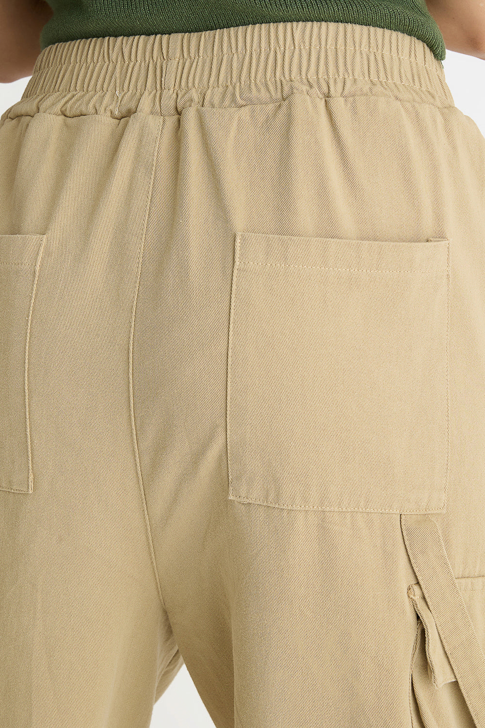 Beige Elasticated Parachute Cargo
