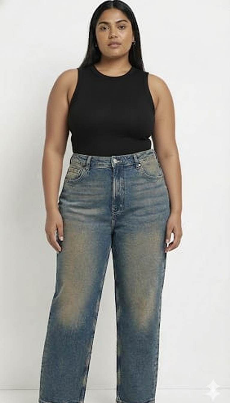 Curve Weathered Cobalt Straight Leg Jeans