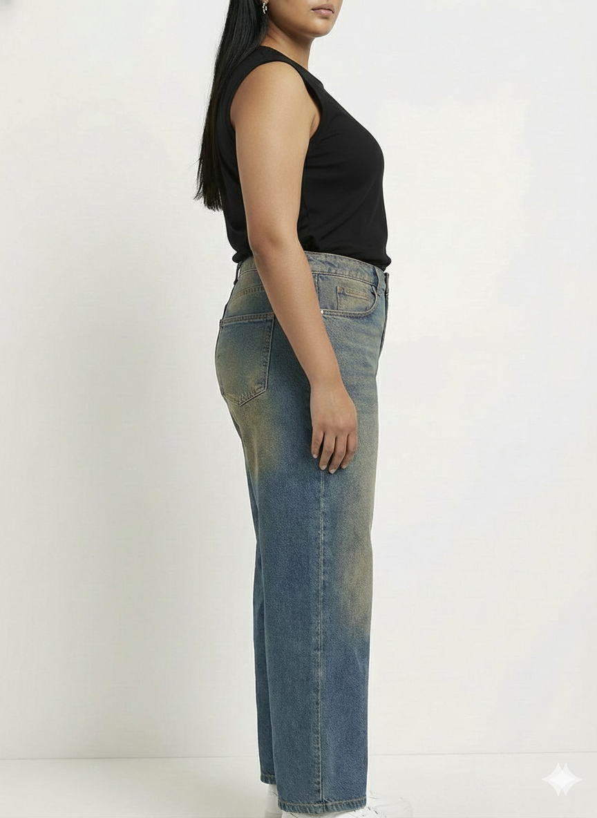 Curve Weathered Cobalt Straight Leg Jeans