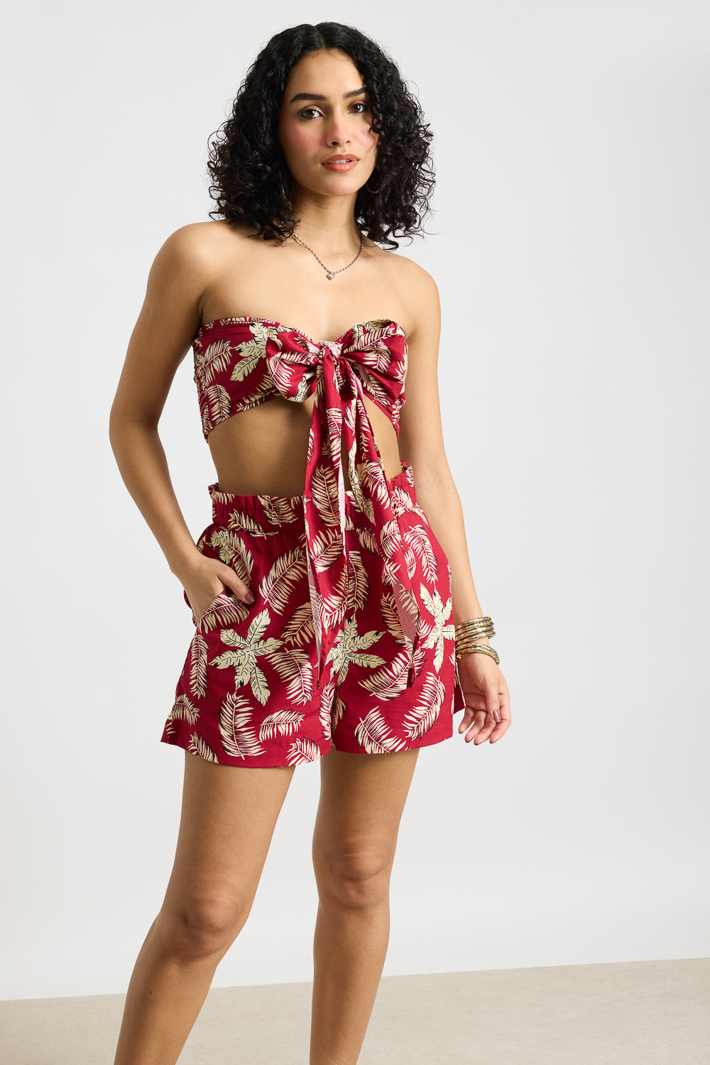 Leafy Printed Poplin Coord Set