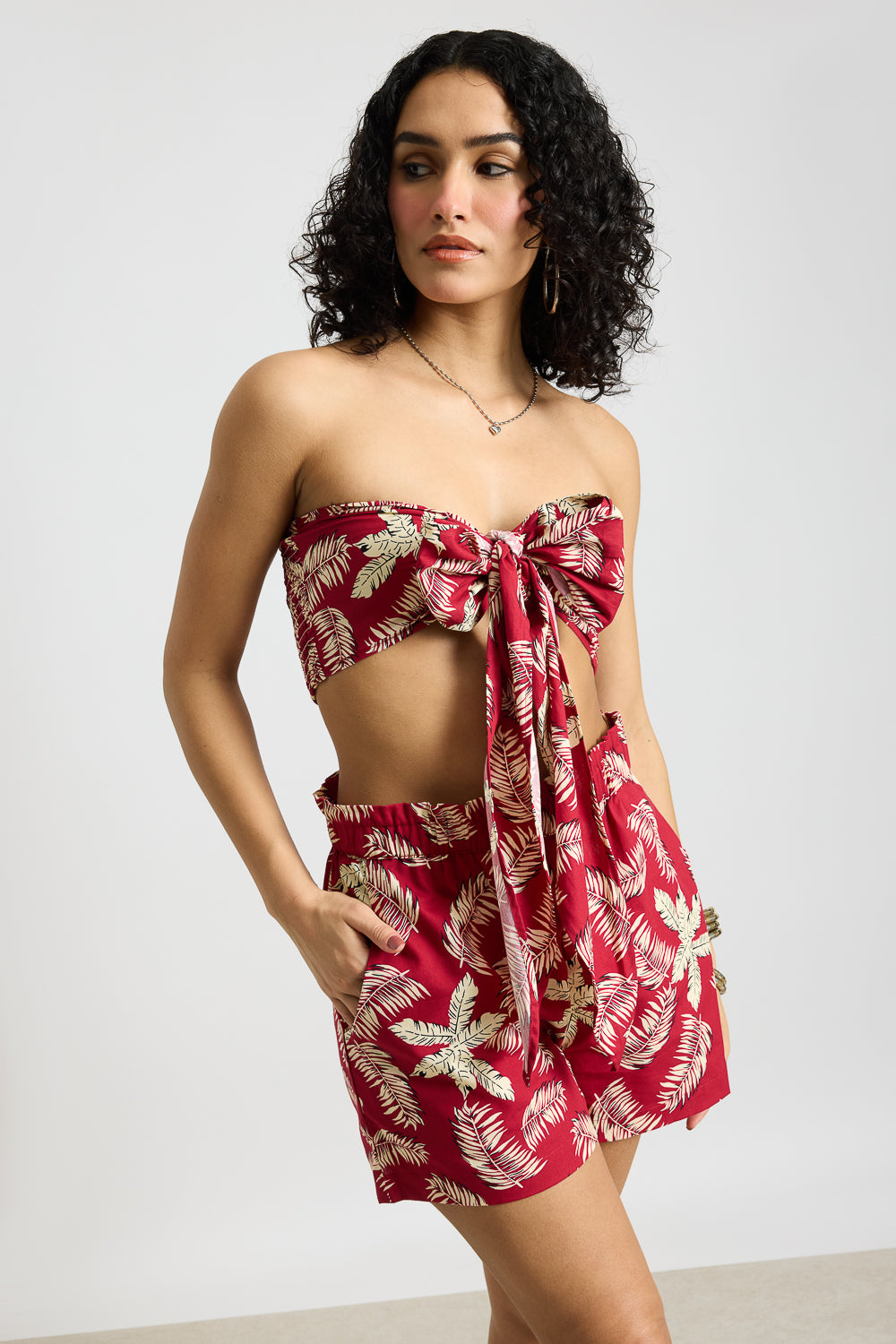 Leafy Printed Poplin Coord Set