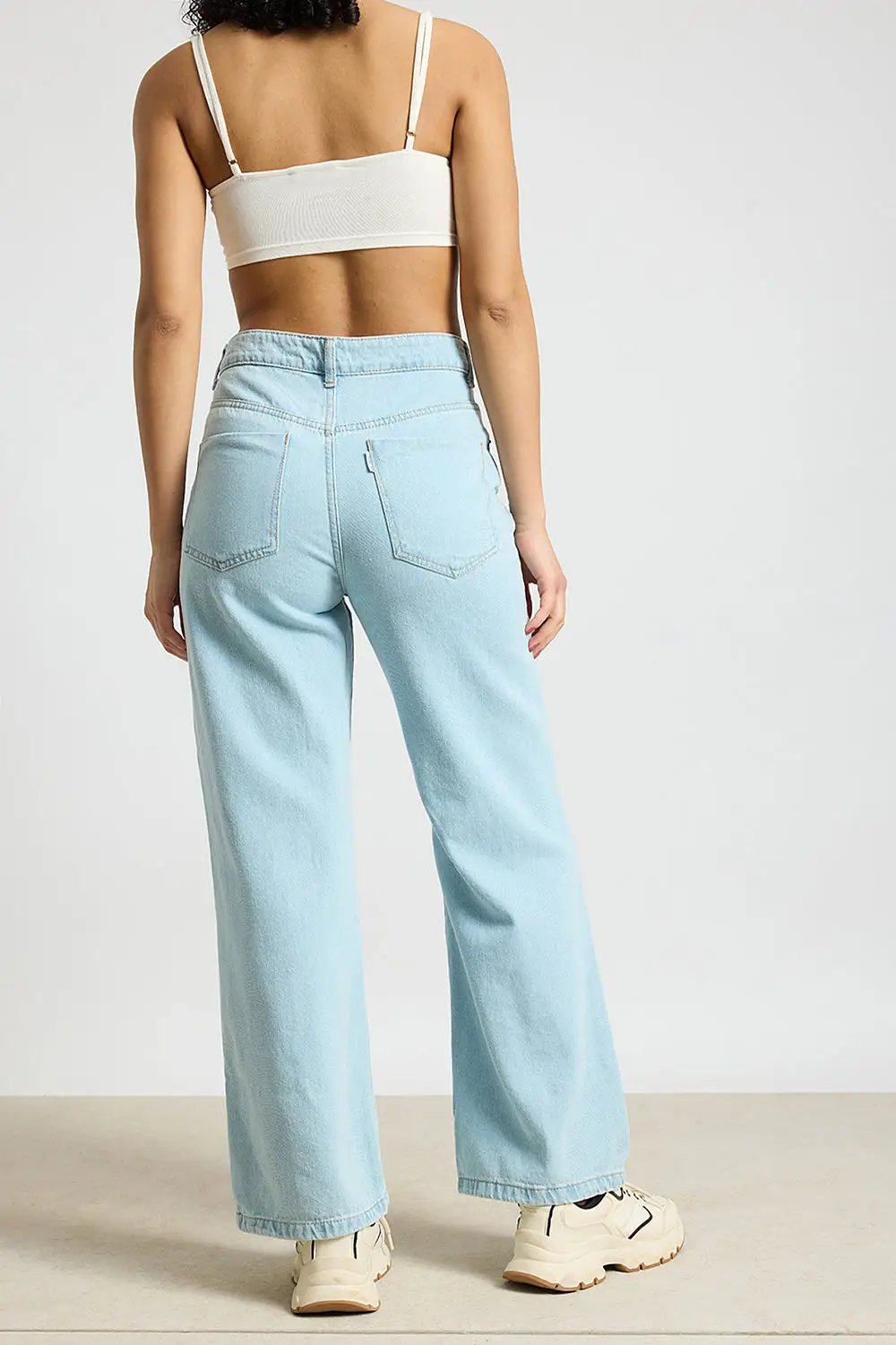 Aqua Haze Distressed Women's Wide Jeans