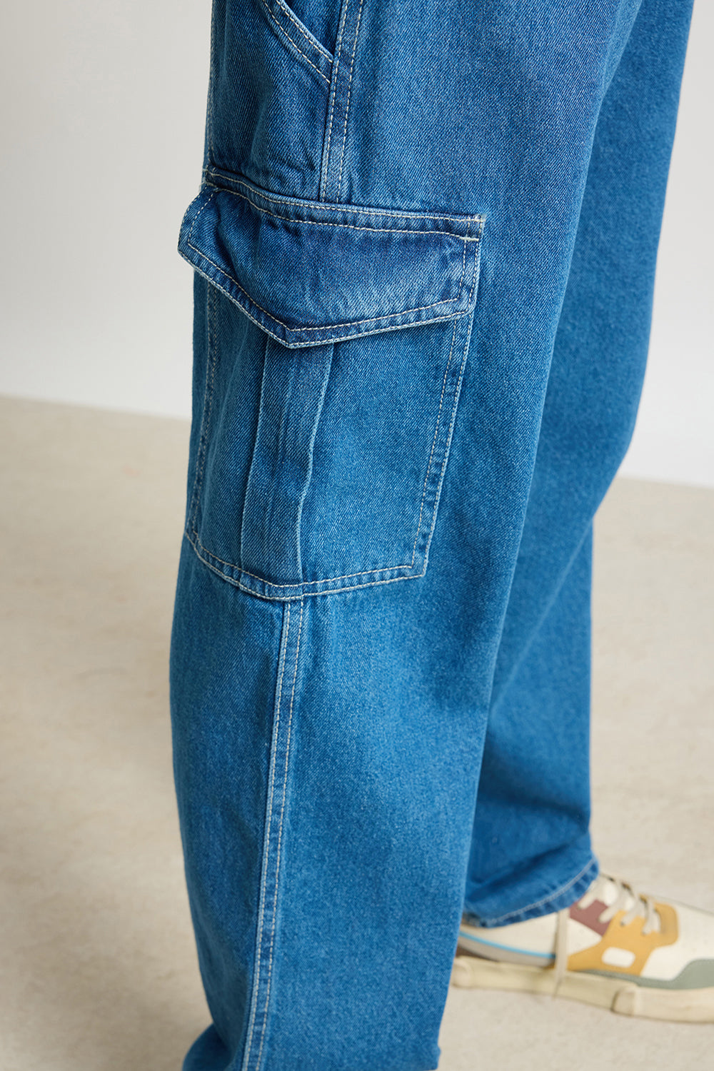Blue Utility Men's Baggy Straight Cargo Jeans