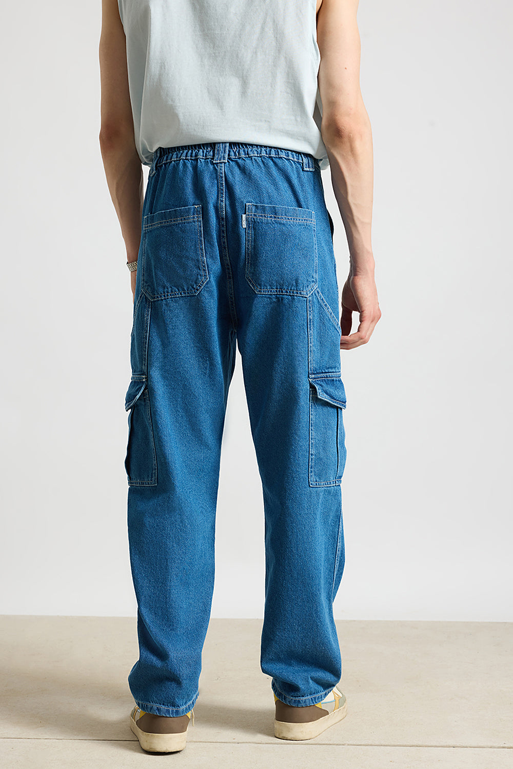 Blue Utility Men's Baggy Straight Cargo Jeans