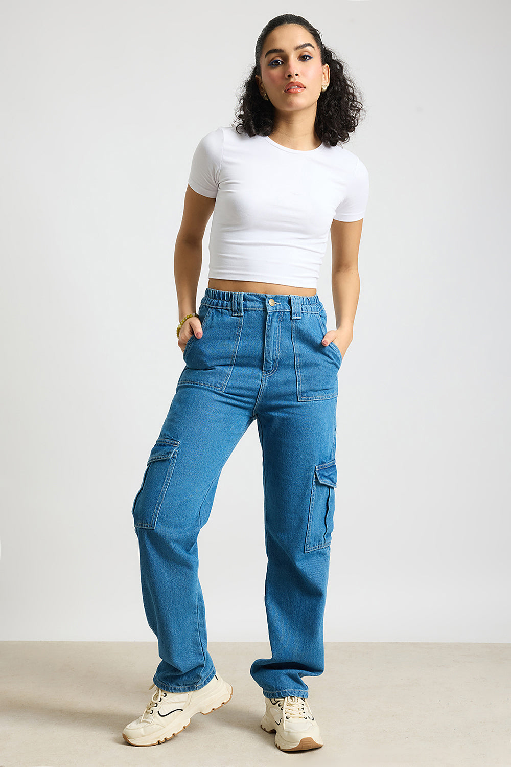 Blue Horizon Women's Straight Cargo Jeans
