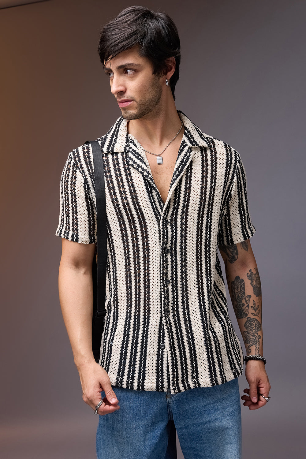 Textured Crochet Men's Shirt- Classic