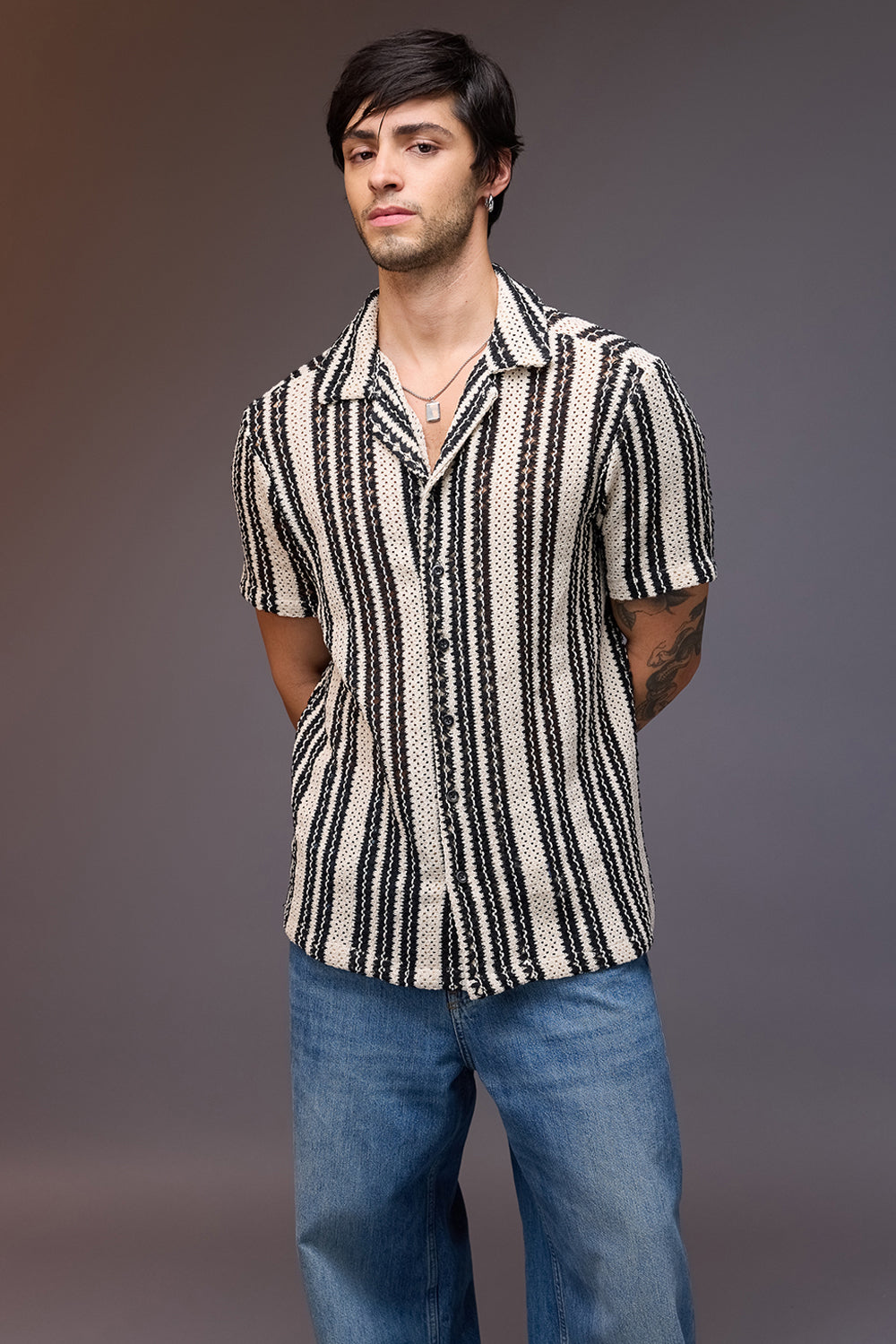 Textured Crochet Men's Shirt- Classic
