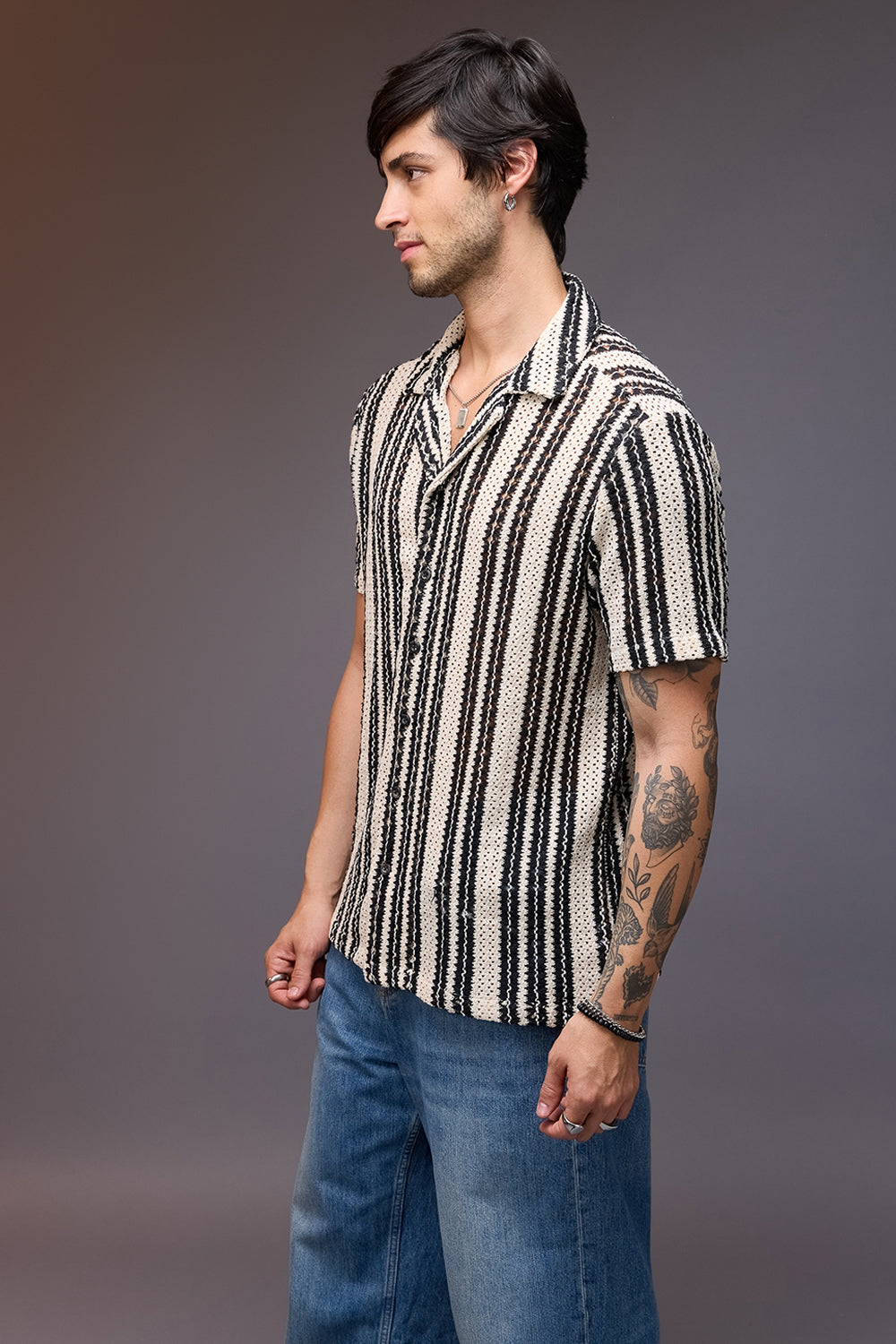 Textured Crochet Men's Shirt- Classic
