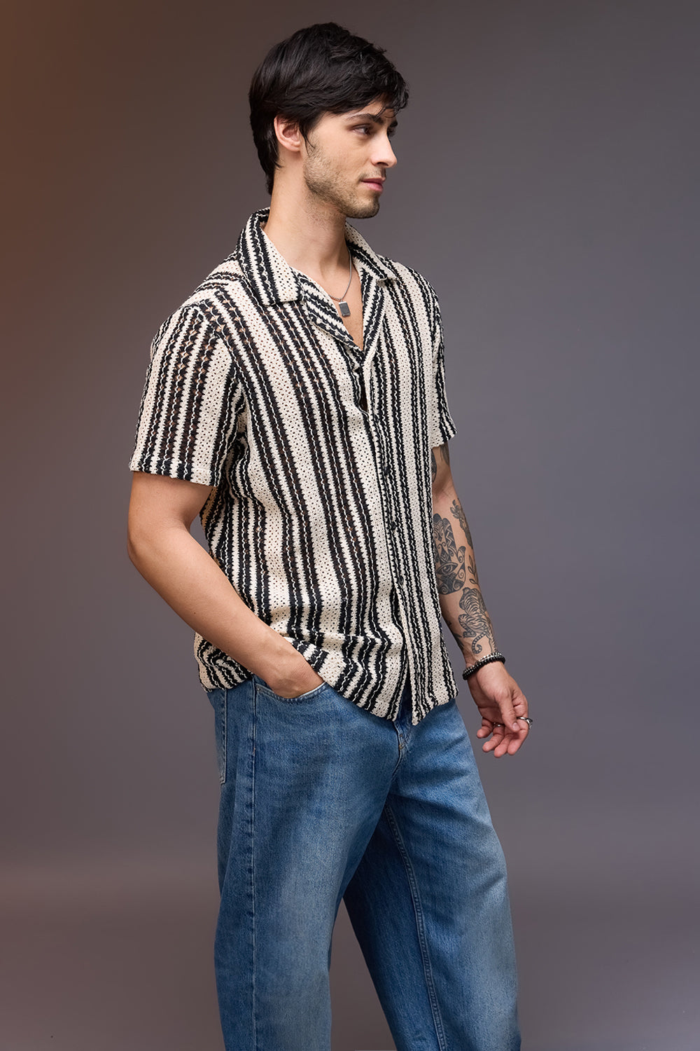 Textured Crochet Men's Shirt- Classic