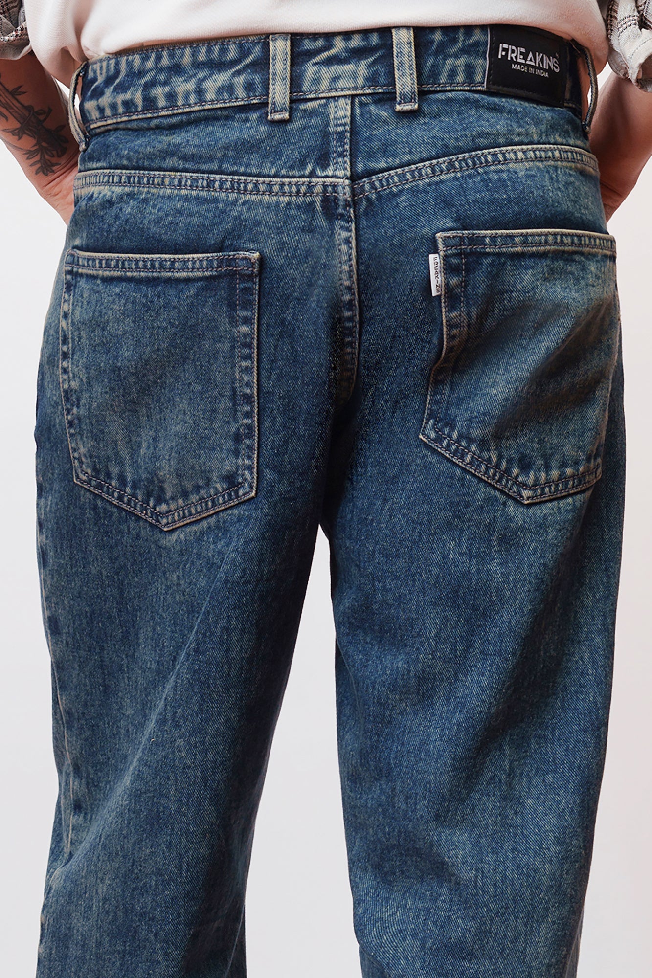 Inked Blue Men's Baggy Straight Jeans