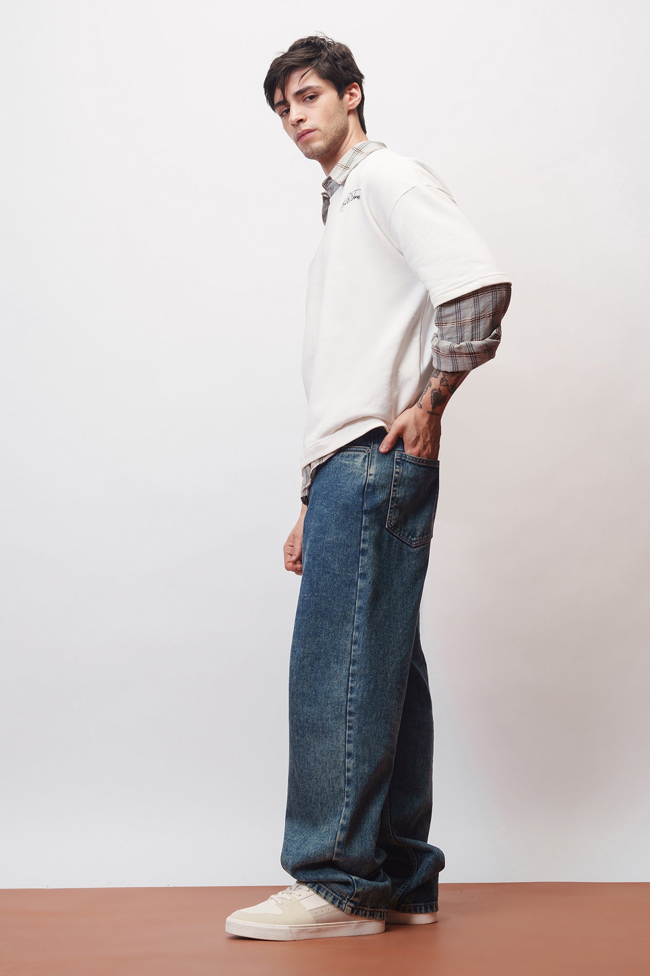 Inked Blue Men's Baggy Straight Jeans