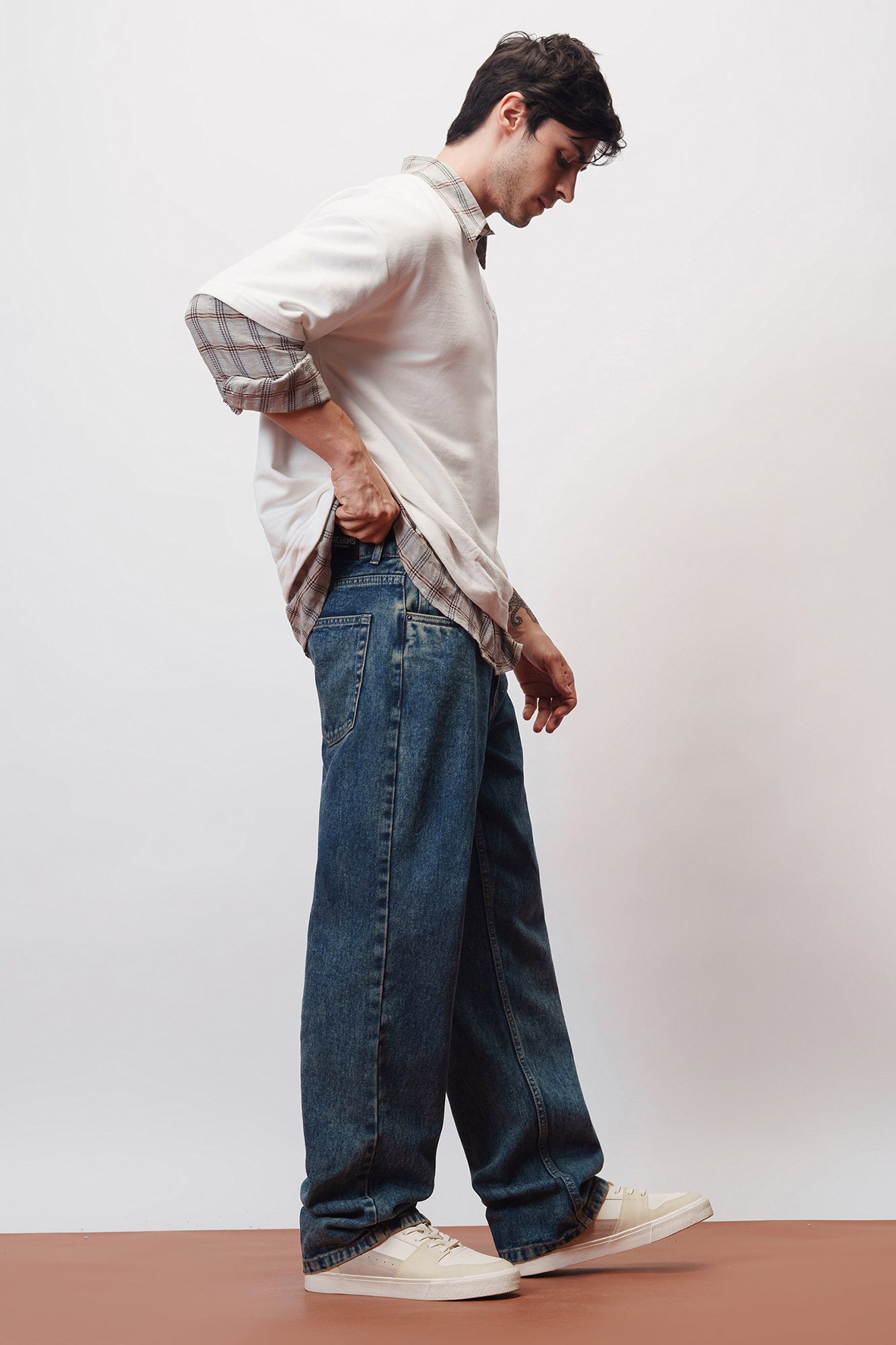 Inked Blue Men's Baggy Straight Jeans