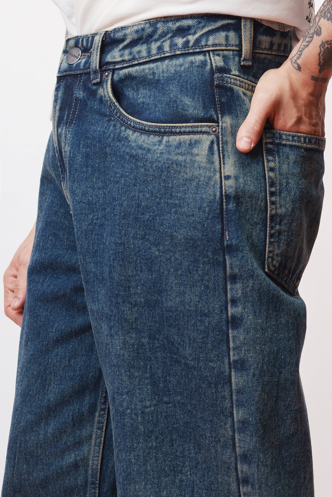 Inked Blue Men's Baggy Straight Jeans