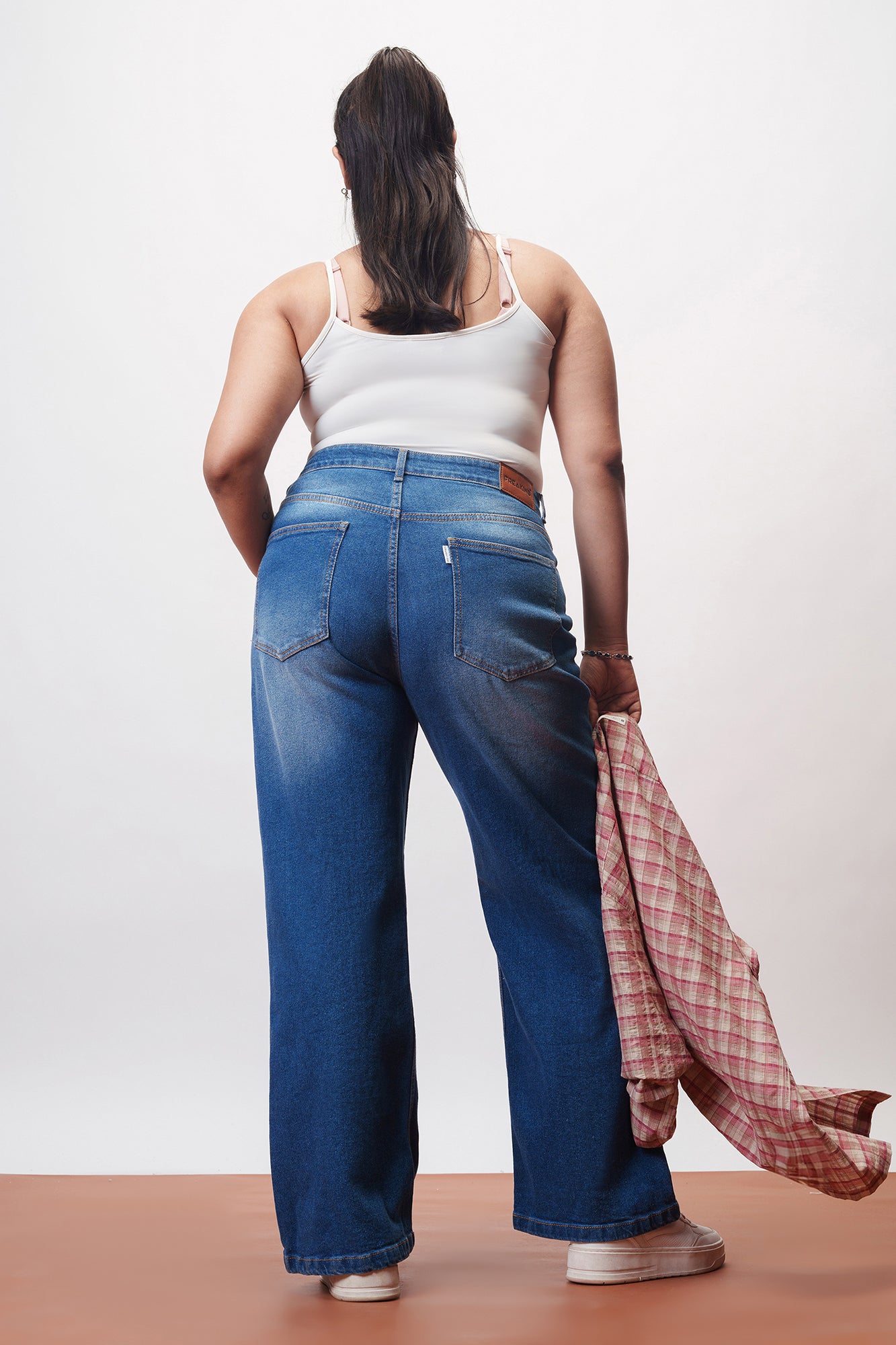 Curve Everyday Blue Knee Distressed Wide Jeans